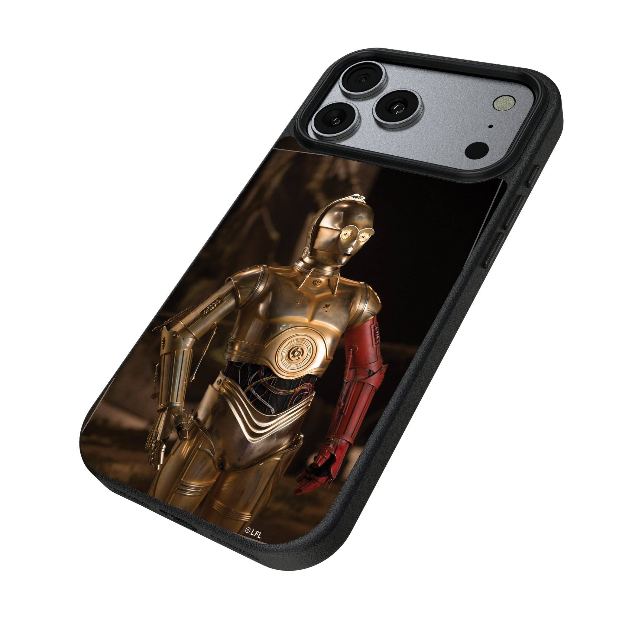 Angle. Keyscaper - Star Wars: A New Hope Portrait MagSafe Compatible Phone Case - Apple iPhone 17 Pro Max - C-3PO.