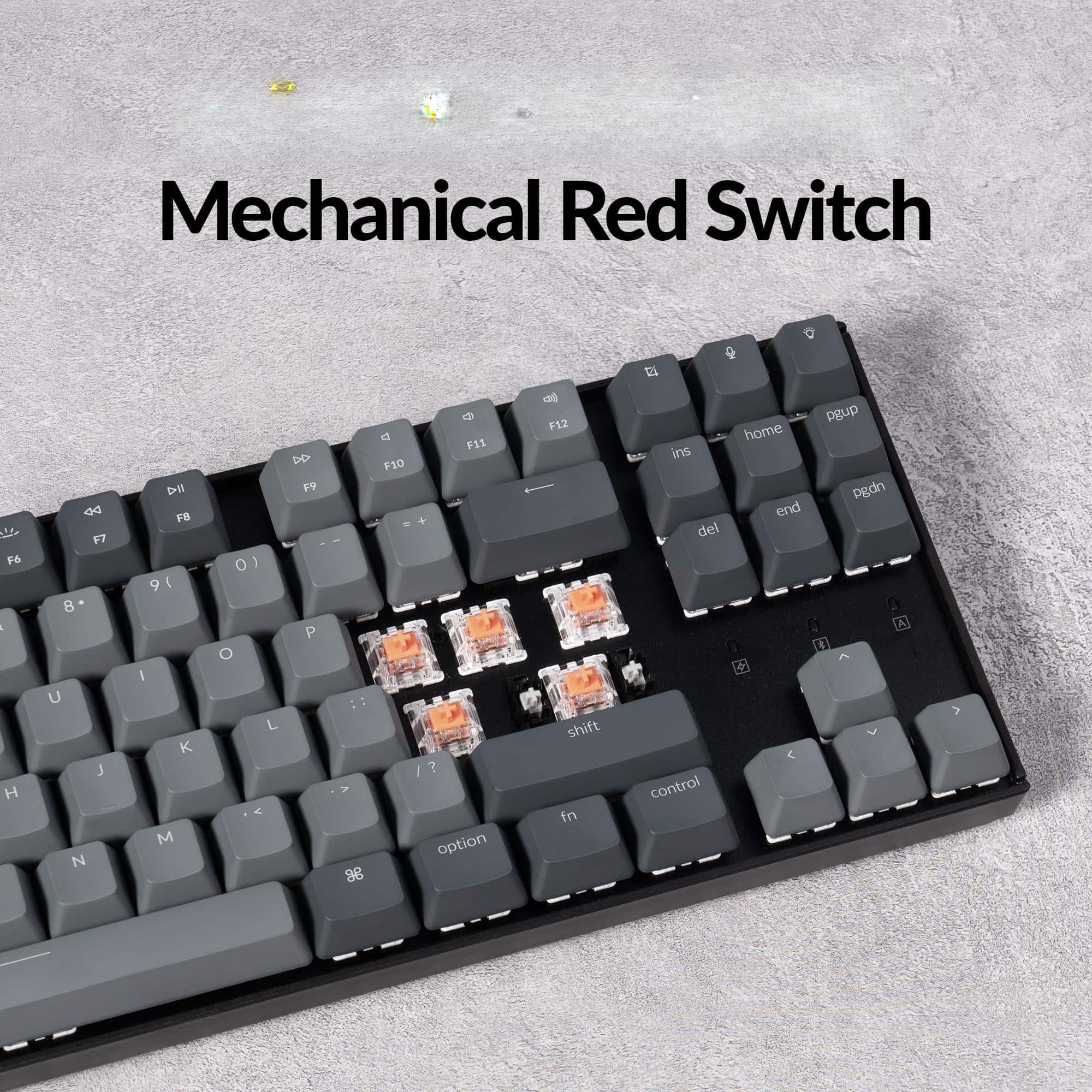 Mechanical Red Switch

F6 F7 F8 F9 F10 F11 F12

1 2 3 4 5 6 7 8 9 0 - =

Q W E R T Y U I O P

A S D F G H J K L ; '

Z X C V B N M , . /

Shift Control Option

Home PgUp PgDn End Ins Del