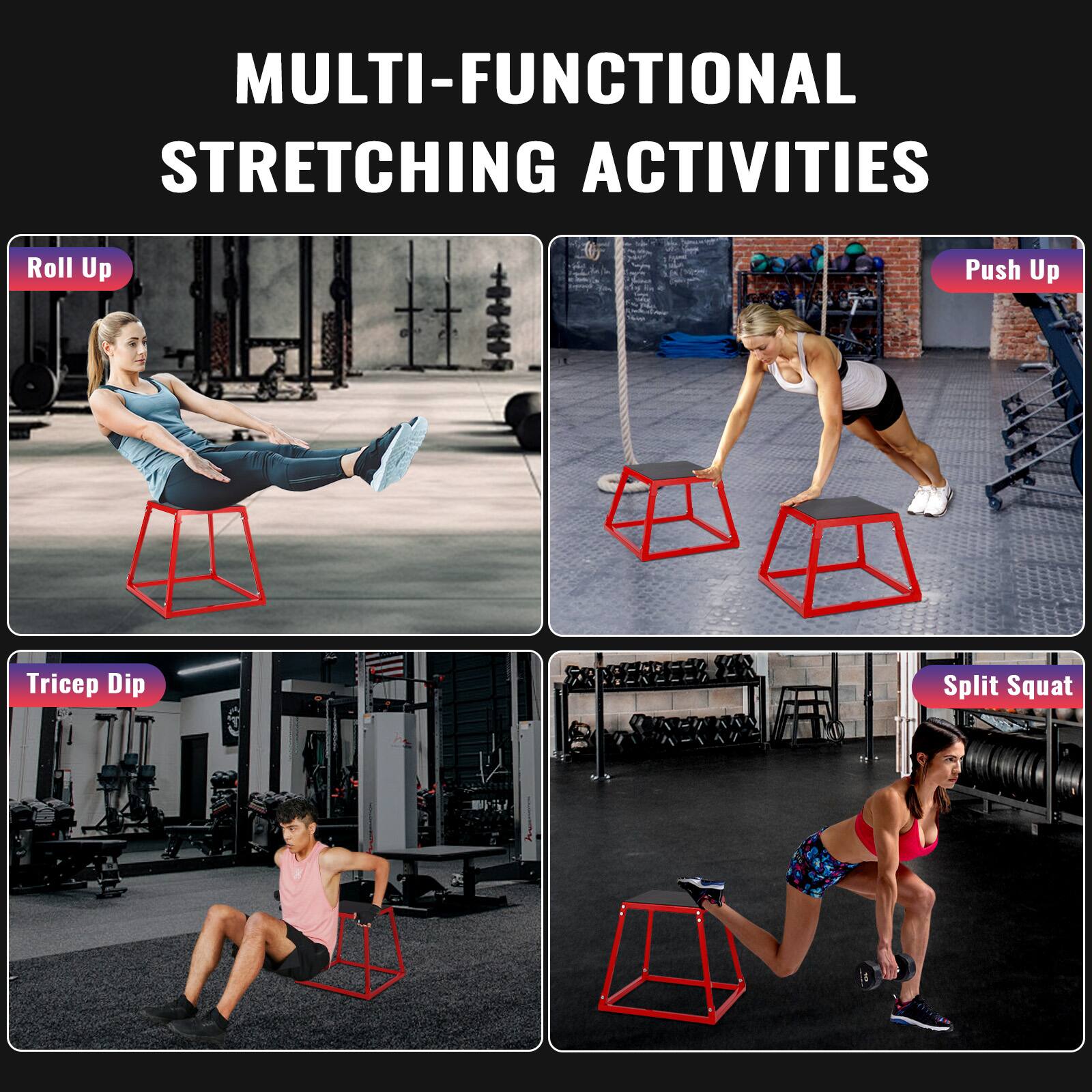MULTI-FUNCTIONAL STRETCHING ACTIVITIES

- Roll Up
- Push Up
- Tricep Dip
- Split Squat
