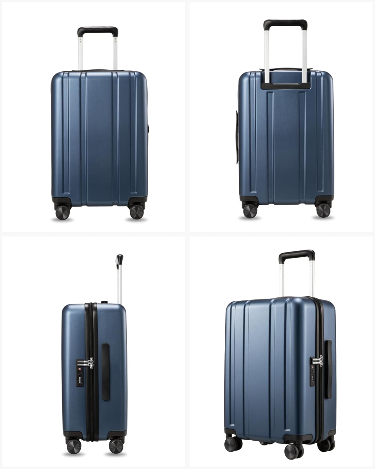 Alt View 3. LUGGEX - LUGGEX 20 Inch Carry On Luggag Airline Approved, 100% PC Hard Shell Travel Suitcase with Smooth Spinner Wheels - LX-EX - Blue.