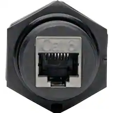 Front. Tripp Lite - Tripp Lite by Eaton RJ45 Bulkhead Coupler for Cat5/Cat6 Female to Female Shielded Industrial Dust Cap - IP68 TAA - 1 x - Black.