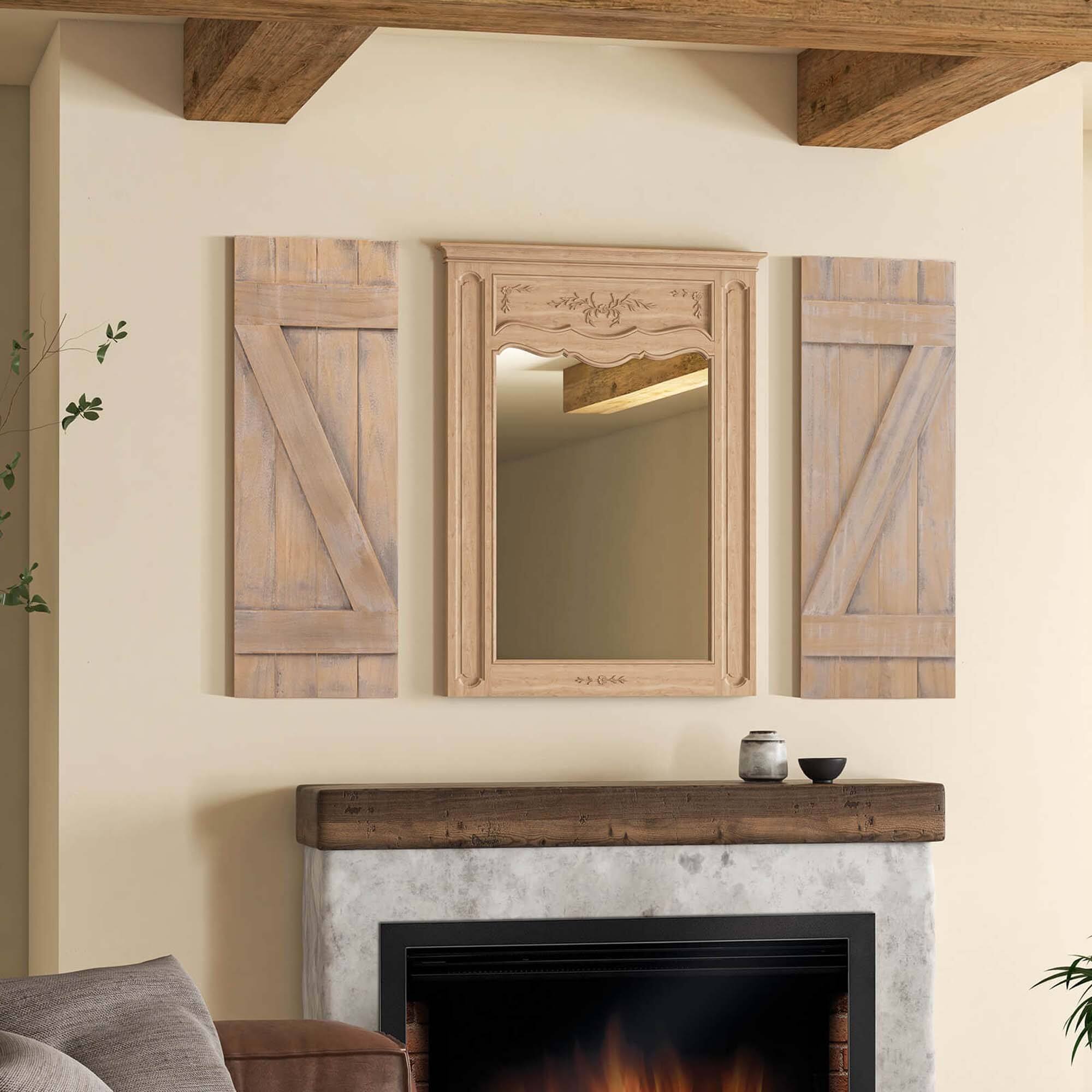 Alt View 3. Costway - Costway Window Shutter 2 PCS Reclaimed Paulownia Wood Wall Decor with Antiqued Surface - Light Brown.
