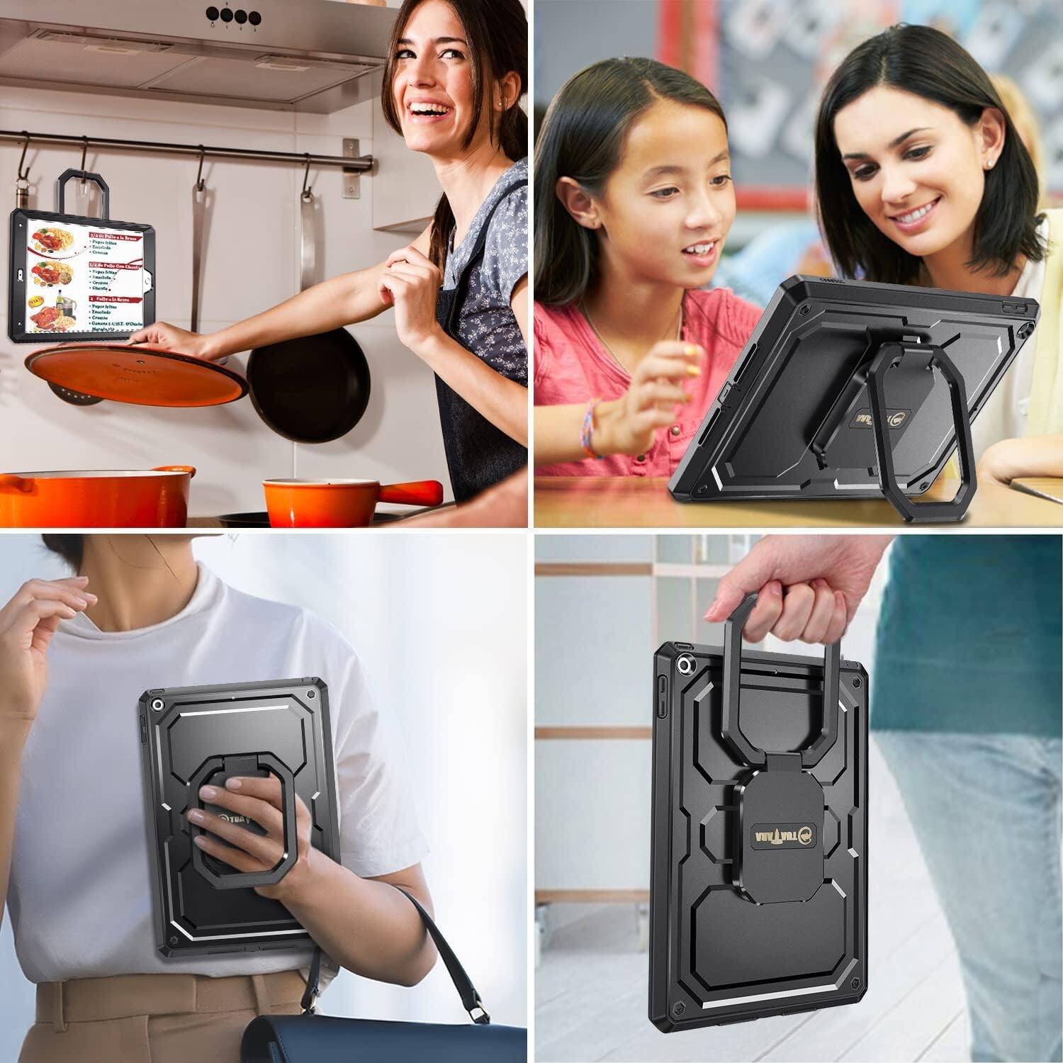 Alt View 4. Fintie - Shockproof Case for iPad 9th / 8th / 7th Generation 10.2 Inch | Fully-Body Rugged Cover with 360 Degree Rotating Stand - Black.