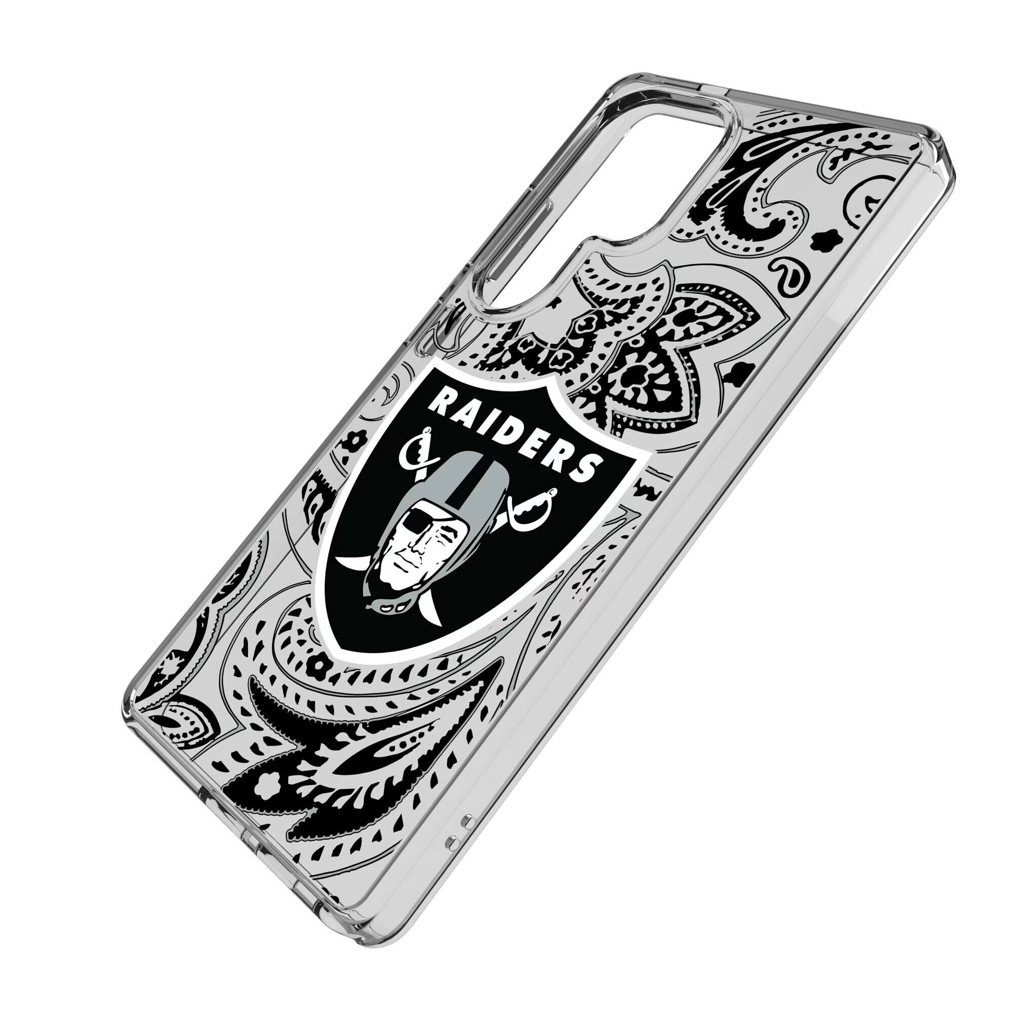 Alt View 1. Keyscaper - Las Vegas Raiders Galaxy Clear Paisley Design Case - S23 Plus - Multicolor.