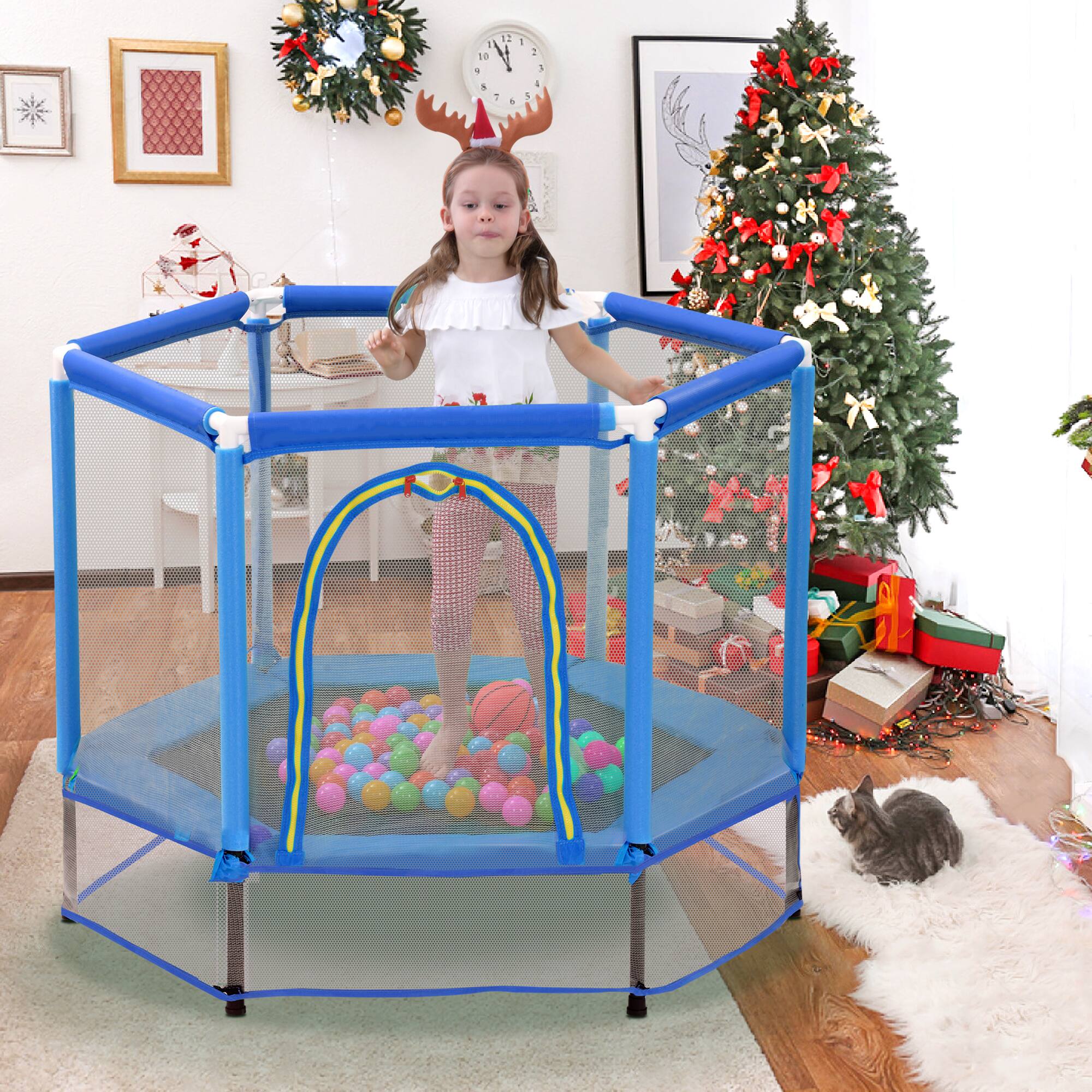Alt View 2. LOVMOR - Lovmor 4.6 FT Trampoline with Ball Pit Recreational Trampoline for Kids.