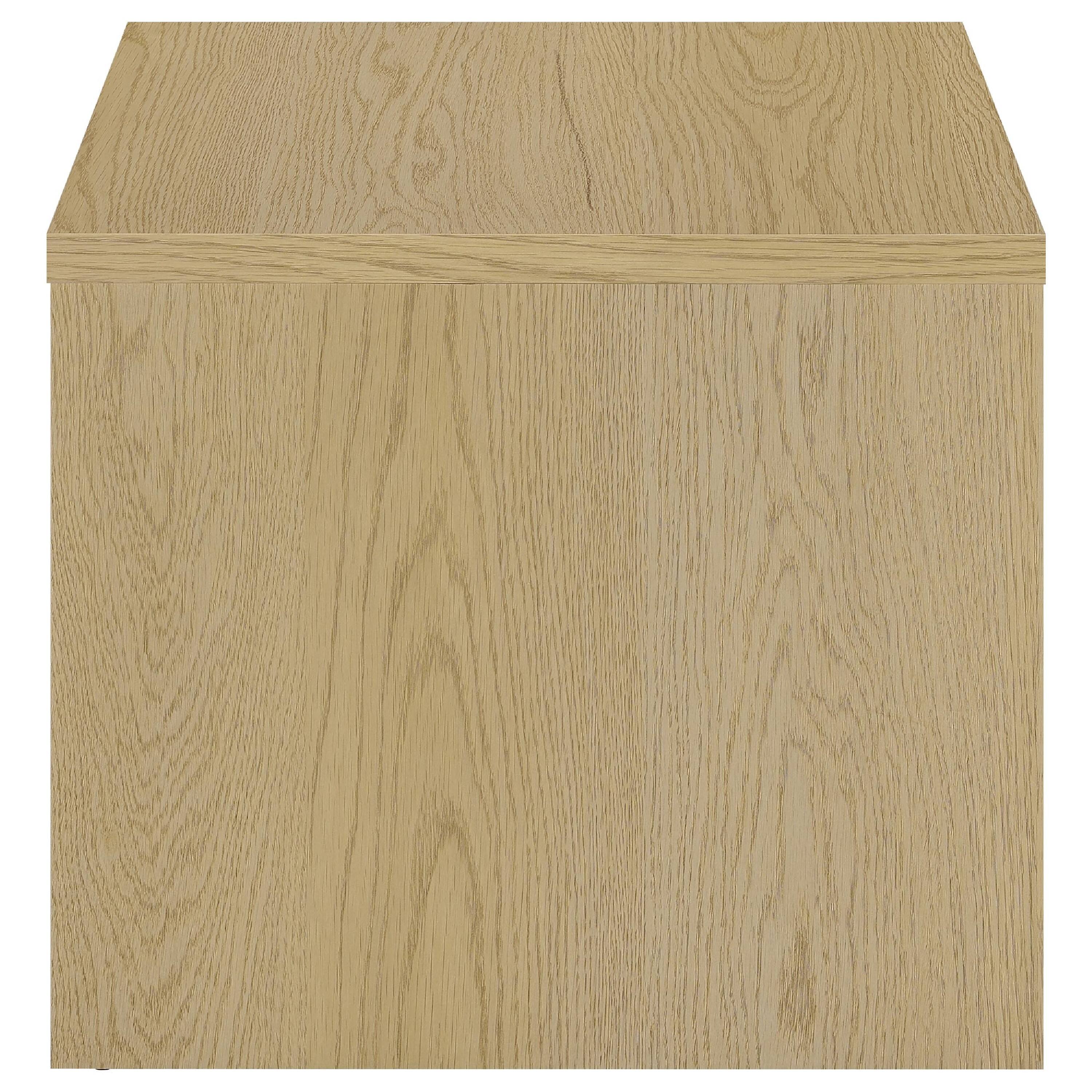 Alt View 2. Manhattan Lane - Kerra Square Side End Table, U-Shape Frame, Wood 24 Inch - Light Oak Brown.