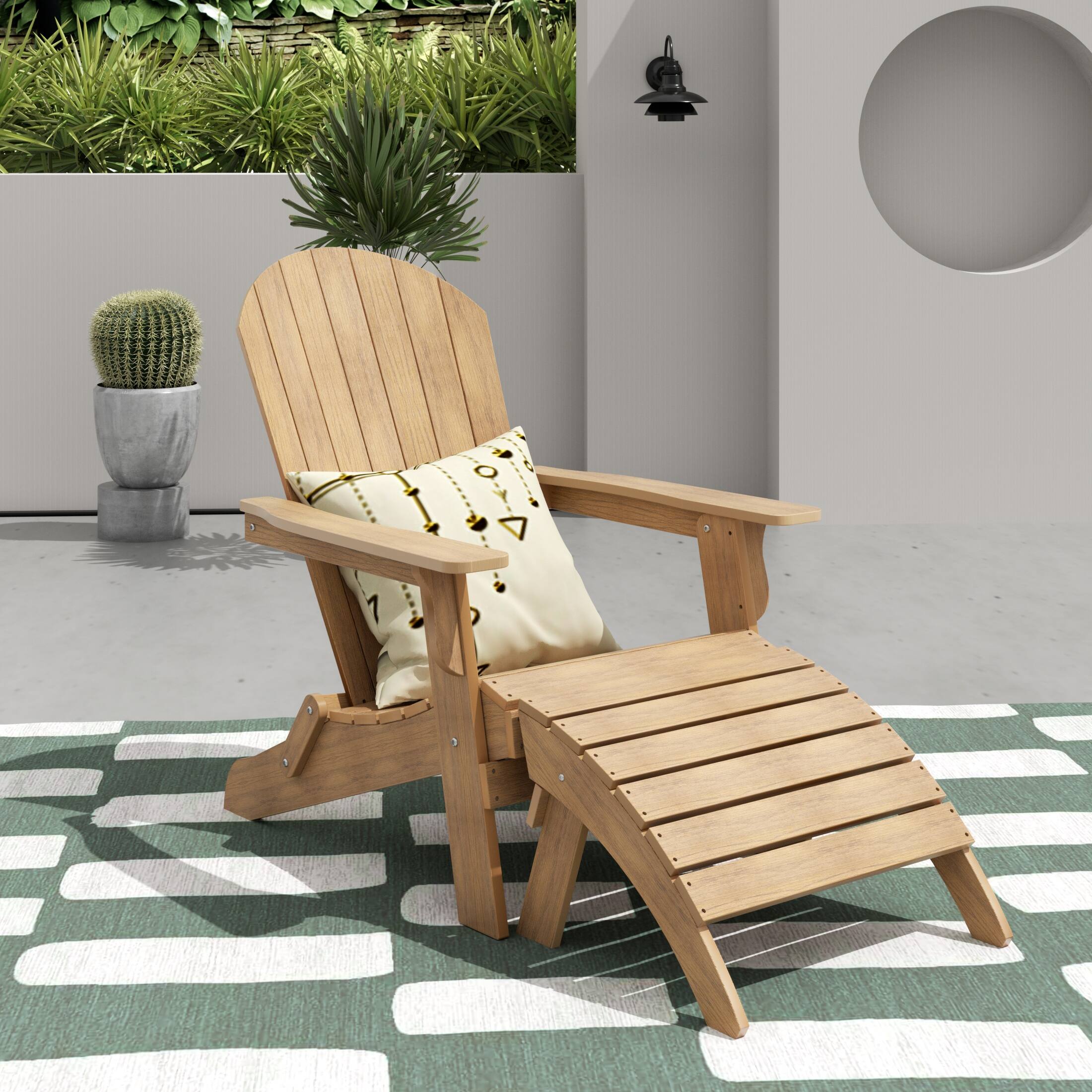Angle. WestinTrends - WestinTrends Tuscany 2-Piece HIPS Outdoor Folding Adirondack Seashell Chair With Folding Ottoman - Teak.
