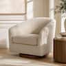 ModernMate - Swivel Accent Chair Upholstered Velvet Fabric Single Sofa Barrel Chair Armchair for Living Room No Assembly Needed - Beige
