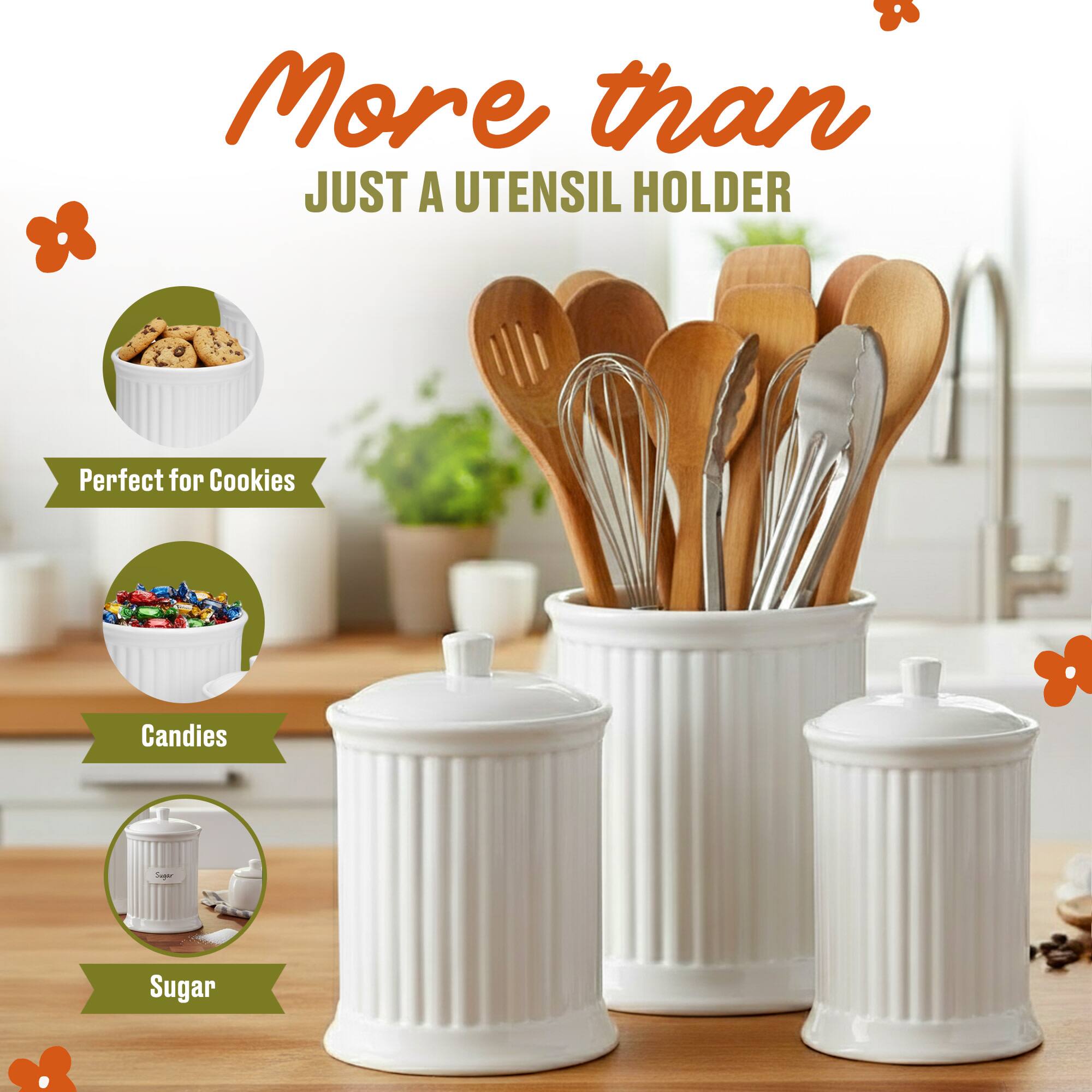 More than JUST A UTENSIL HOLDER

Perfect for Cookies  
Candies  
Sugar