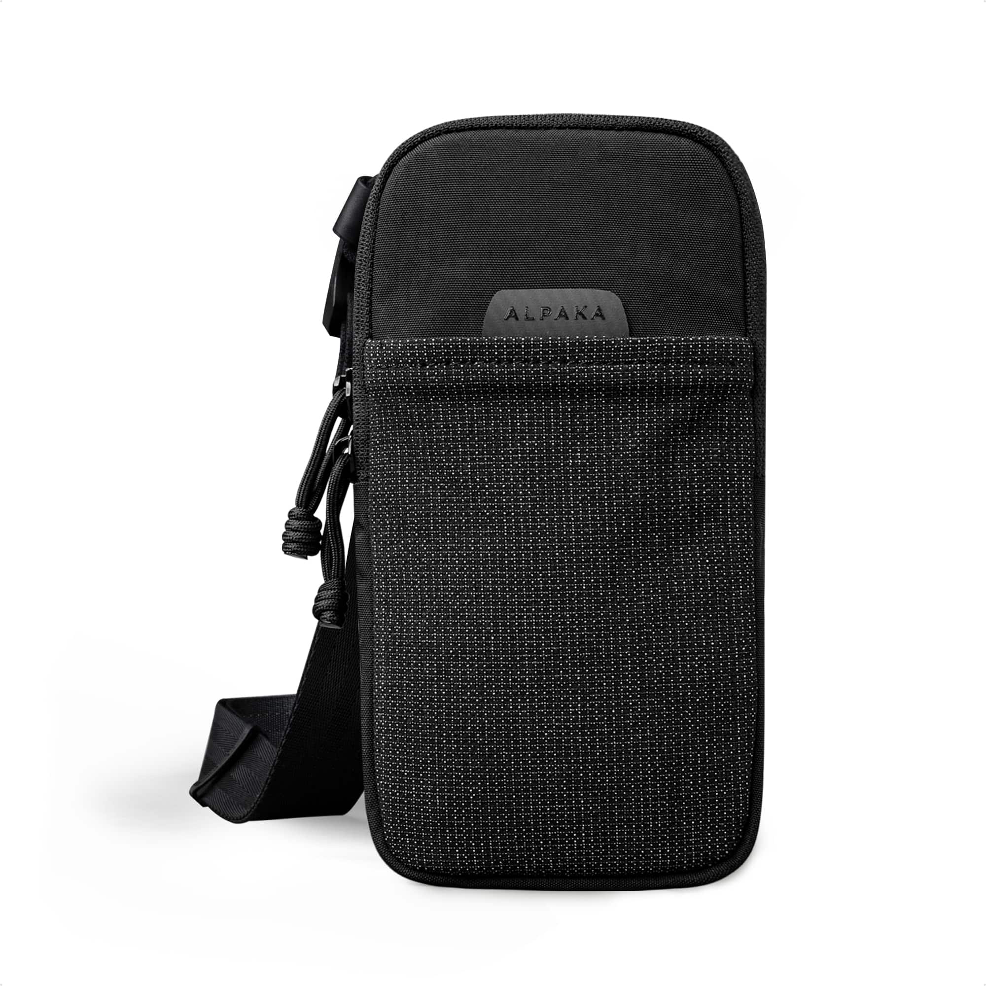 ALPAKA - Men’s Sling Bag & Belt Bag - Slim Crossbody Phone Sling with Card Sleeve and Phone Pocket - Black Axoflux 400D Washed Nylon