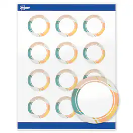 Avery - Labels, 2" Diameter, Glossy Color Block/Gold Veins - White