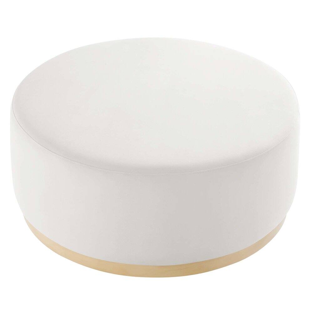 Back. Modway - Tilden Large 38" Round Performance Velvet Upholstered Ottoman by Modway - Alabaster Natural.