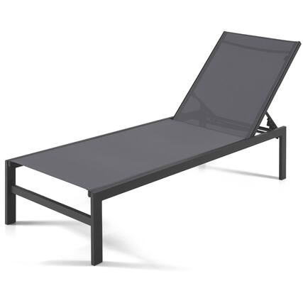 Front. Costway - Costway Patio 6-Position Lounge Chair Chaise Aluminium Adjust Recliner - Grey.