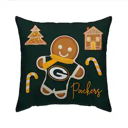 Pegasus - Green Bay Packers Gingerbread Holiday 20'' x 20'' Pillow Cover - Multicolor