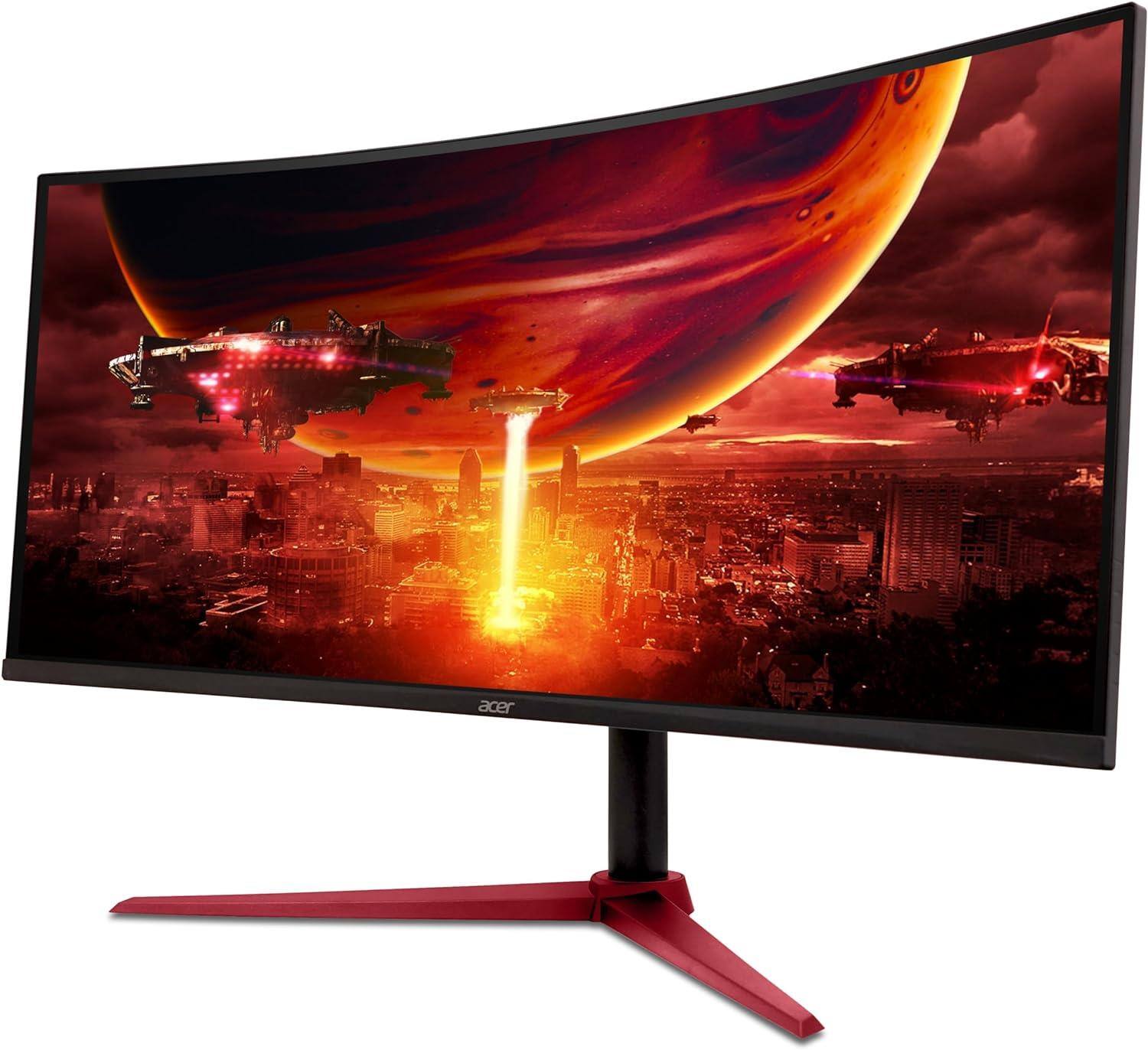 Left. Acer - Nitro XZ342CU V 34" UW-QHD LCD Gaming Monitor 180Hz 3440x1440 1ms Response Time - Black.