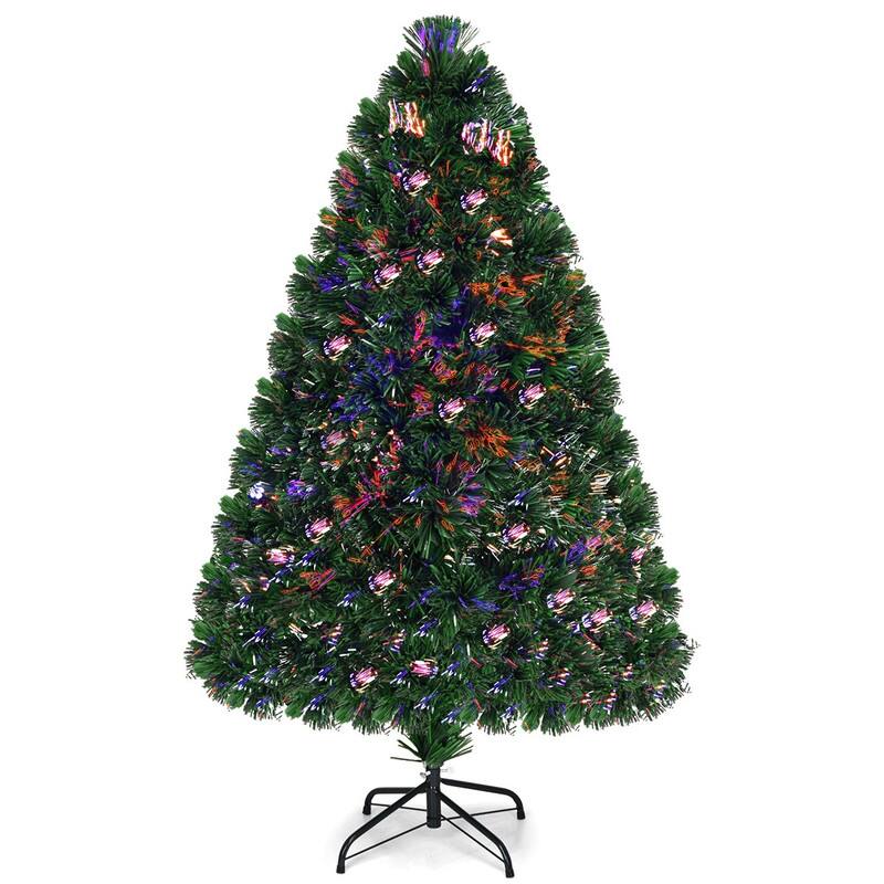 Alt View 2. WELLFOR - 4 ft Prelit Fiber‑Optic PVC Artificial Christmas Tree,Perfect‑Choice Decoration for Xmas Small‑Space Home - Green.