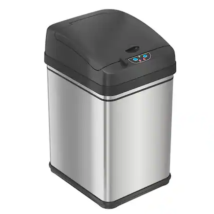 Front. iTouchless - 8 Gallon Stainless Steel Sensor Kitchen Trash Can with Pet-Proof Lid and AbsorbX Odor Filter - Silver.