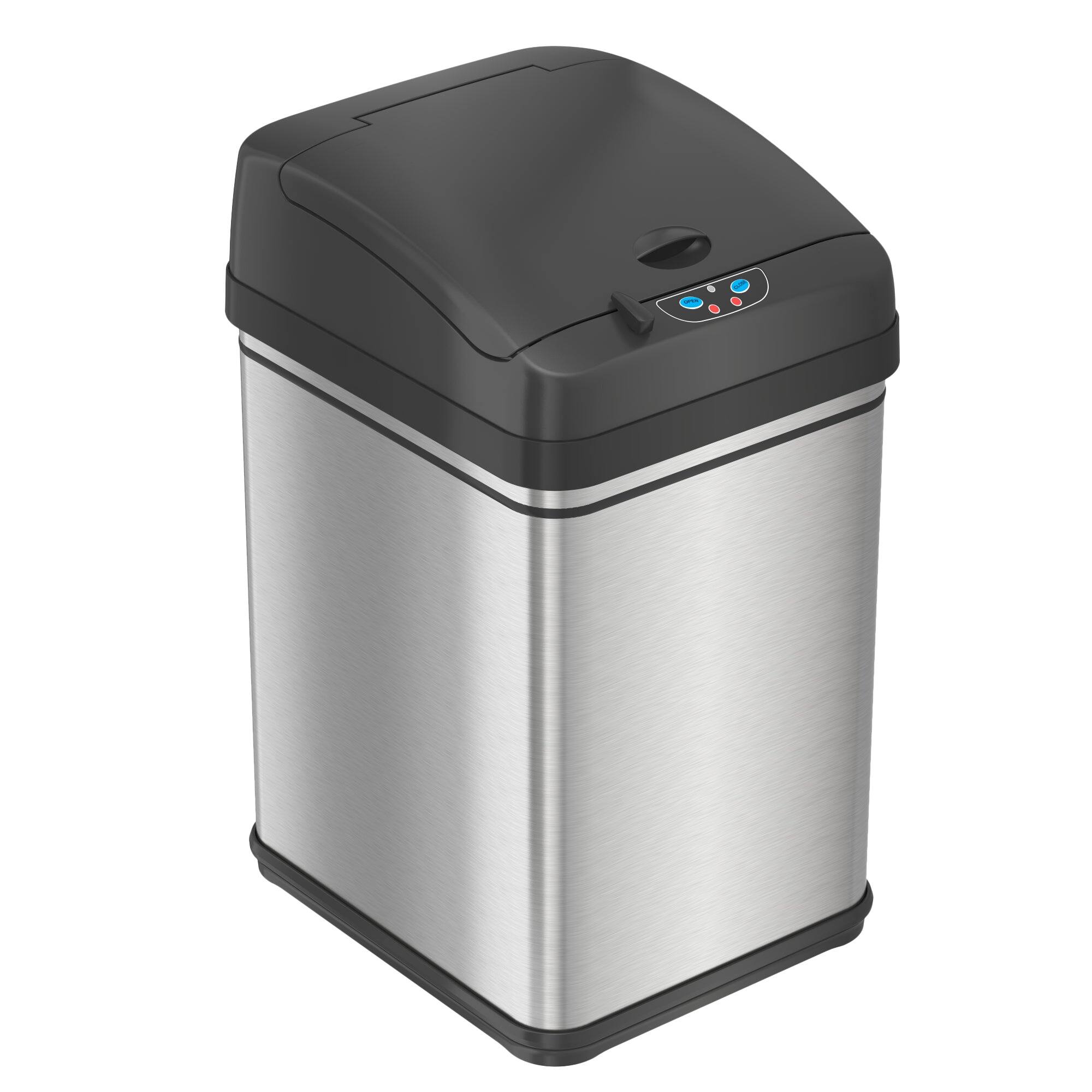 Front. iTouchless - 8 Gallon Stainless Steel Sensor Kitchen Trash Can with Pet-Proof Lid and AbsorbX Odor Filter - Silver.