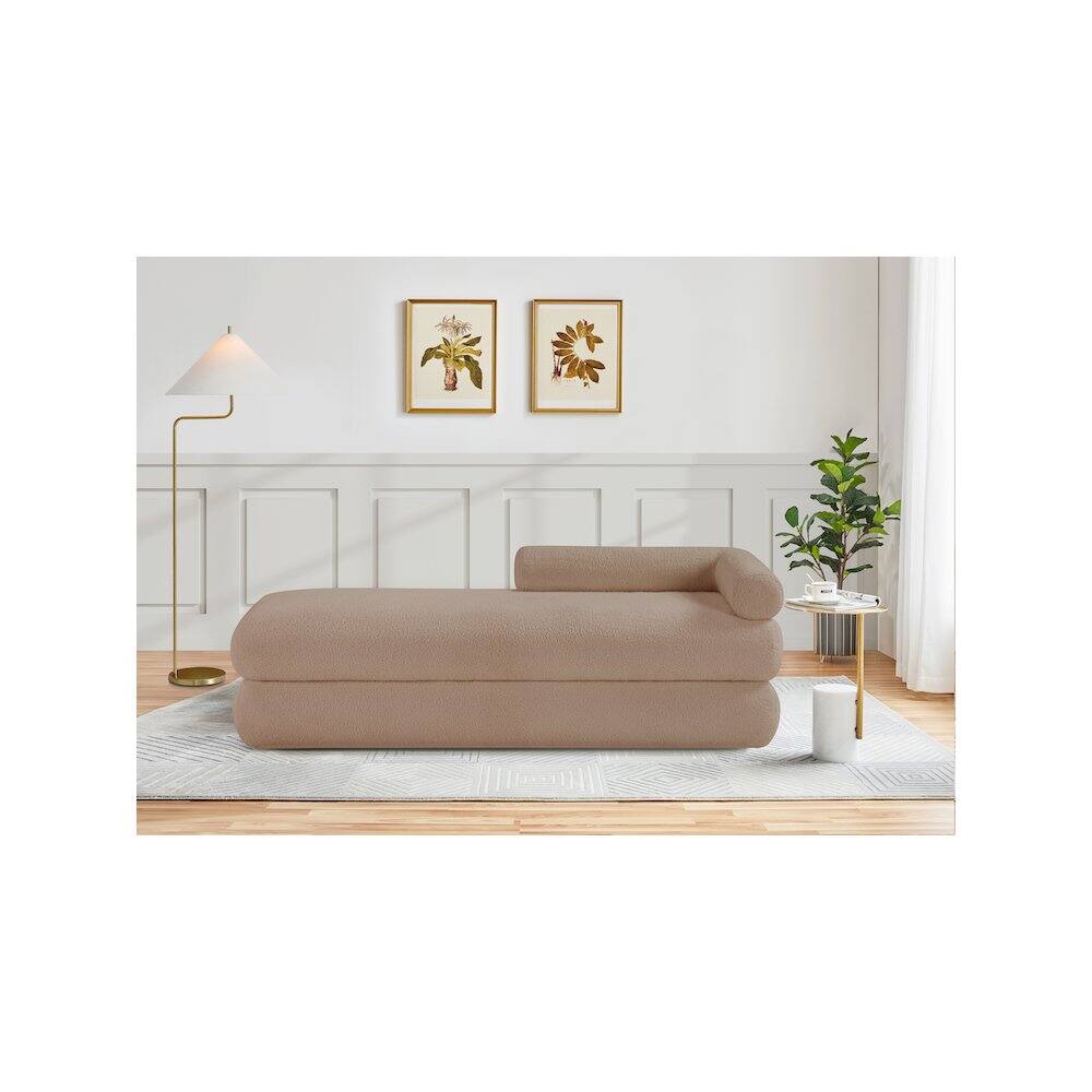 Alt View 1. Meridian Furniture - Kennedy Beige Faux Shearling Teddy Fabric Bench - Beige.