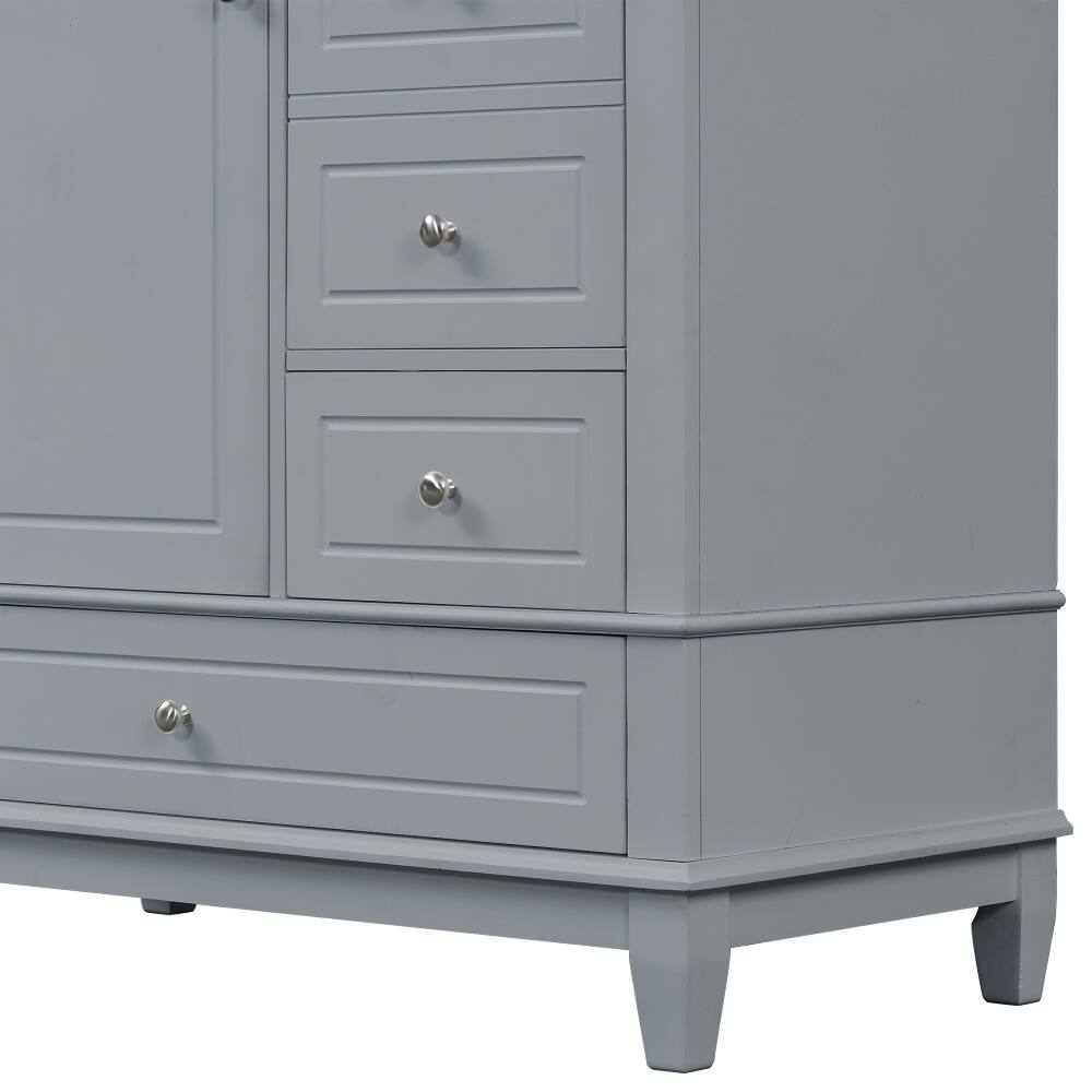 Alt View 3. Loheer - Loheer 36 inch bathroom vanity with ceramic sink top, gray freestanding vanity, 3 drawers and cabinet - Gray.