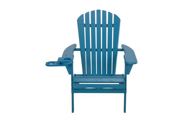 Front. Jiallo - Foldable Adirondack Chair with cup holder - SKY BLUE.