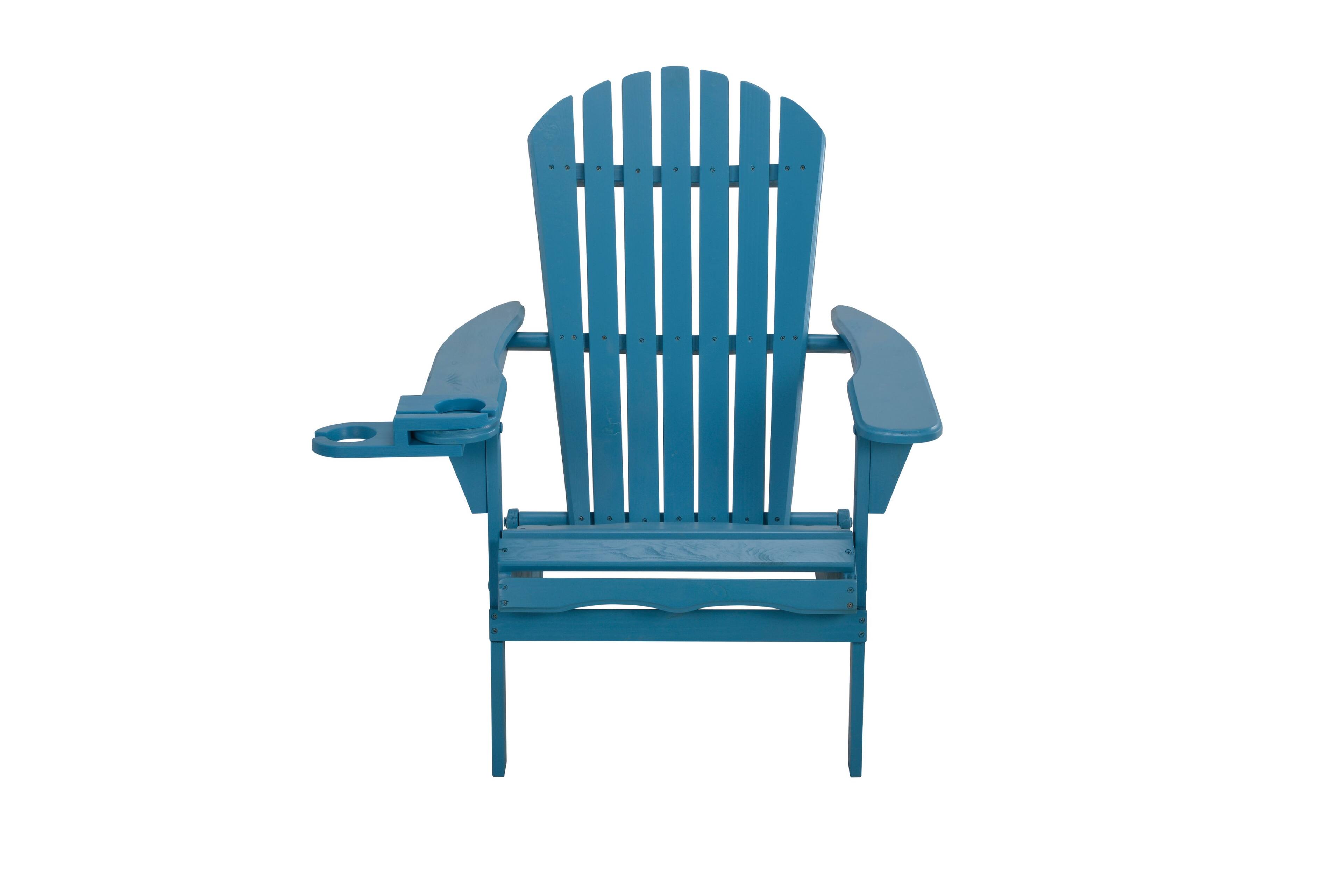 Front. Jiallo - Foldable Adirondack Chair with cup holder - SKY BLUE.