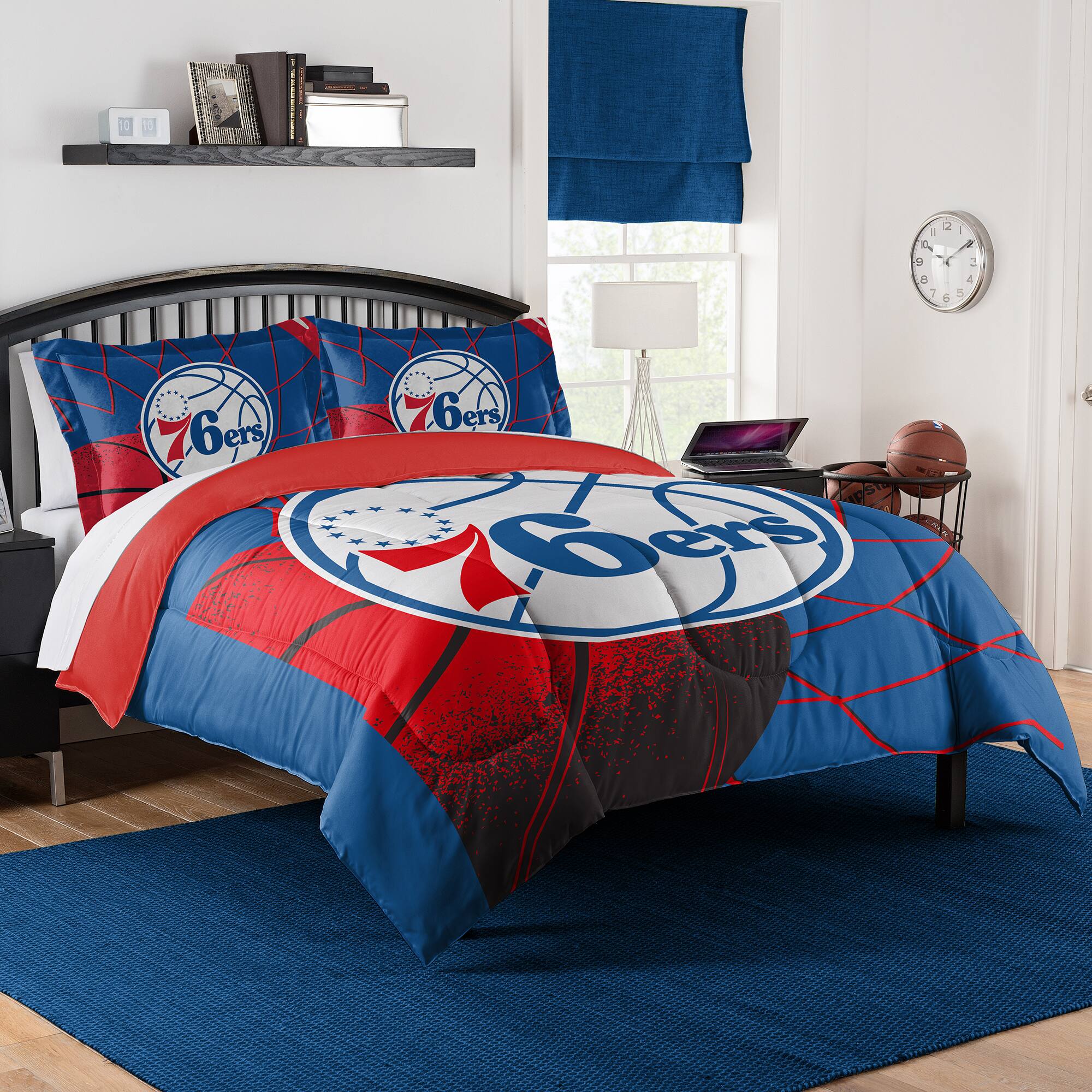 Sweet Home Collection - NBA Philadelphia 76ers Comforter & Pillow Sham Set- Full/Queen - Multicolored