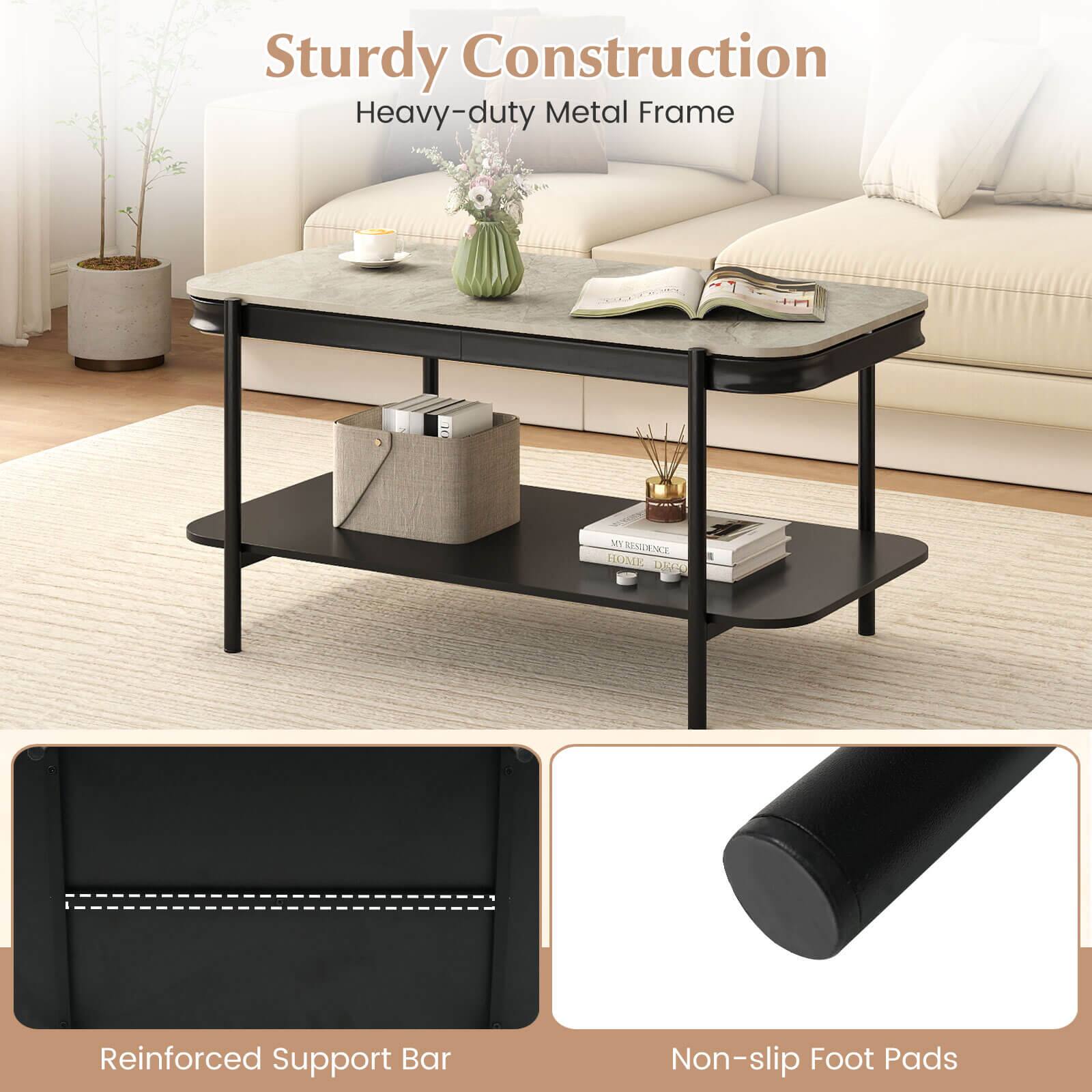 Sturdy Construction  
Heavy-duty Metal Frame  

Reinforced Support Bar  

Non-slip Foot Pads