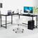 Angle. Costway - L-Shaped Corner Computer Desk - Black.