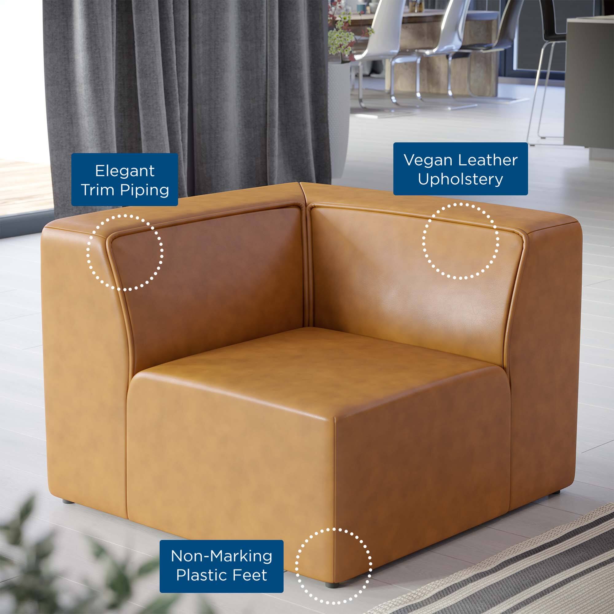 Elegant Trim Piping  
Vegan Leather Upholstery  
Non-Marking Plastic Feet