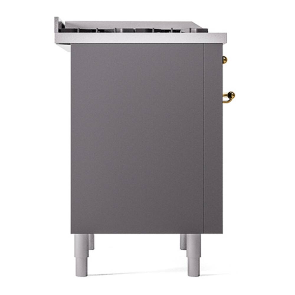 Alt View 6. ILVE - ILVE Nostalgie II Series 36 in. Dual Fuel Range with 6 Sealed Burners + Griddle (Liquid Propane, Brass Trim) - Graphite Matte.