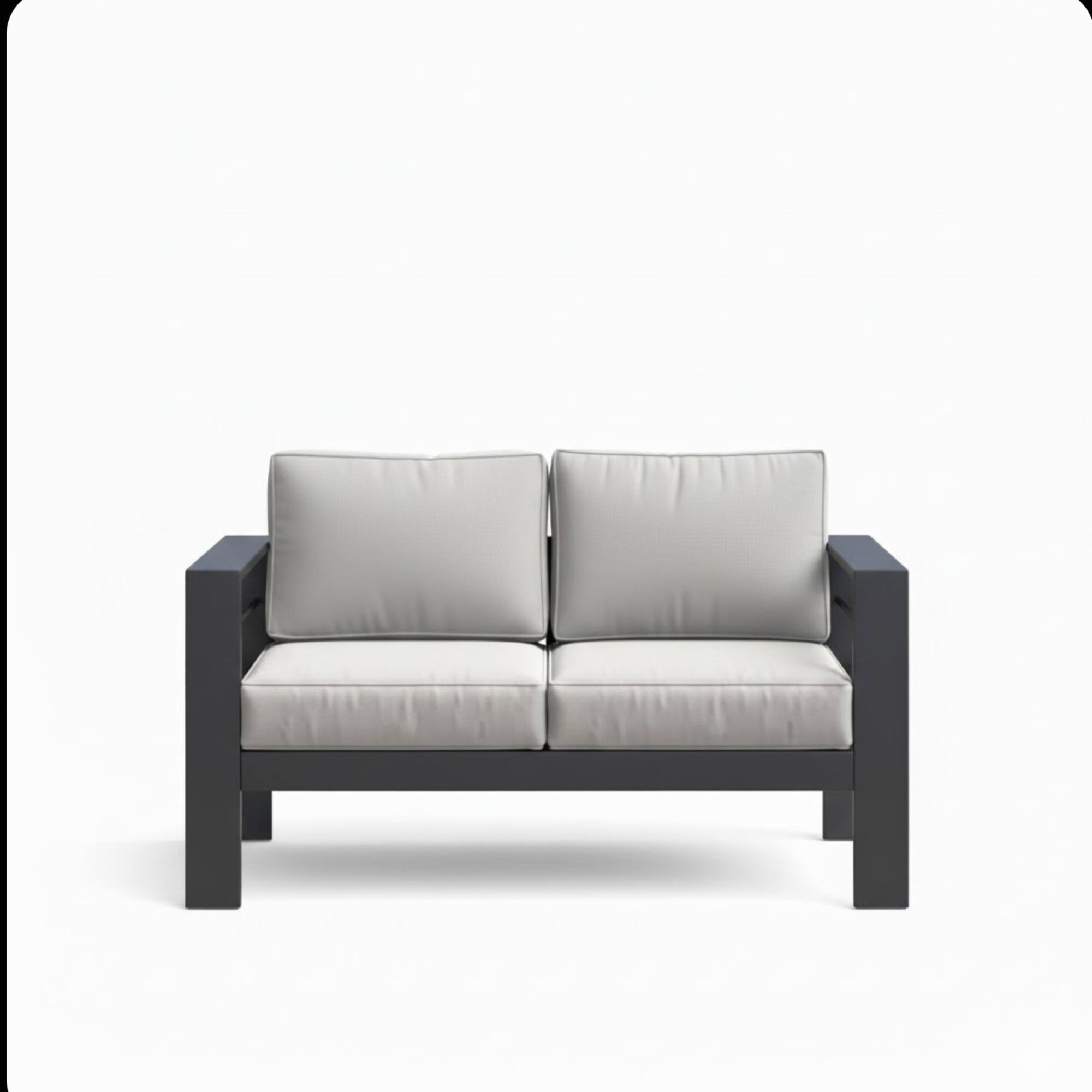 Alt View 4. Mondawe - 52" All-Weather Metal Loveseat Patio Sofa with Cushions - Black+Grey.