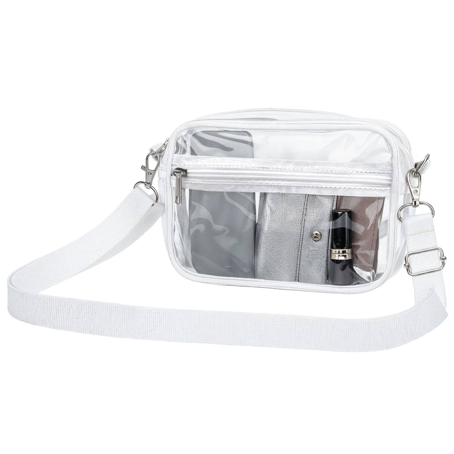Front. Garnen - Clear Purse for Stadium Events, Clear Crossbody Bag, Clear Bag for Concerts Festival, Clear Stadium Purse Bag - White.