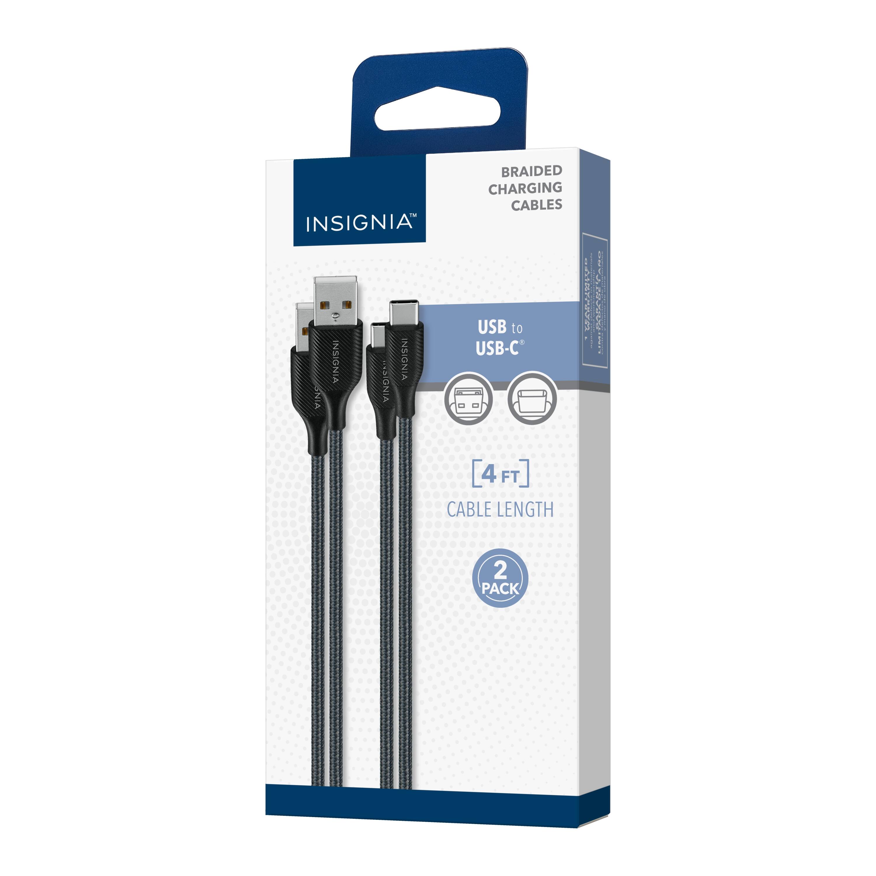 Insignia Braided Charging Cables - USB to AYAKA USB-C 4 FT Cable Length 2 Pack
