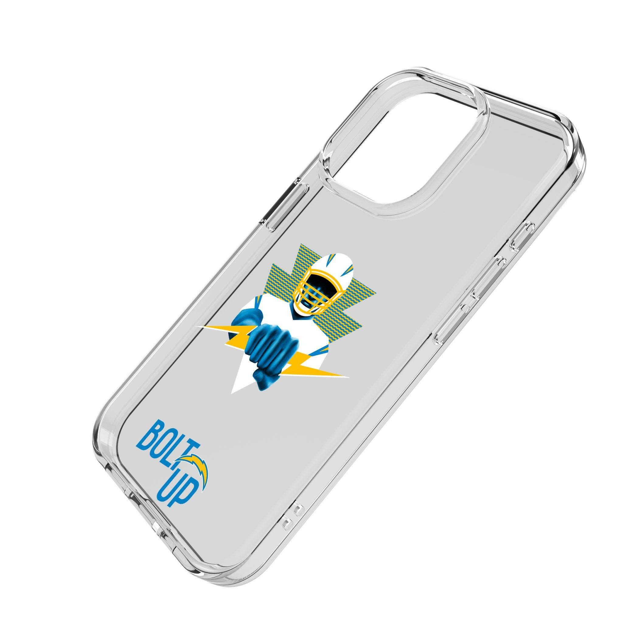 Angle. Keyscaper - Los Angeles Chargers iPhone Clear Case - 14 - Multicolor.