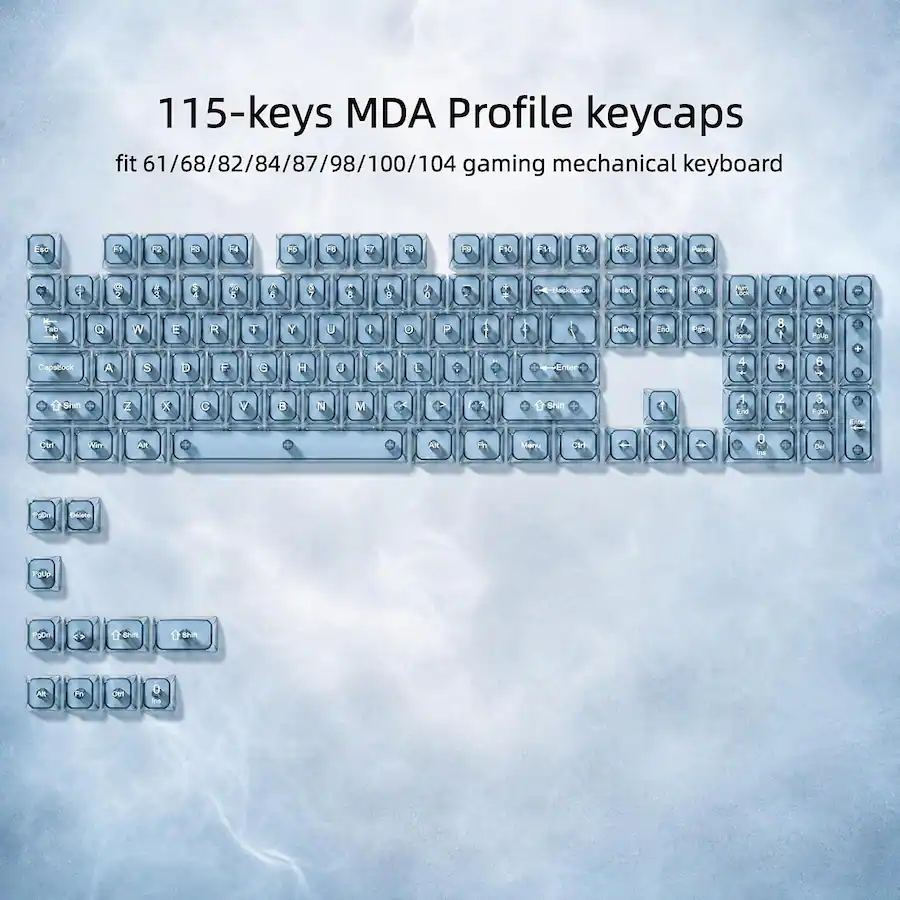 Keyboard Color Gradient Womier Clear keycaps,Transparent Crystal keycap Set,Shine Through MDA ...