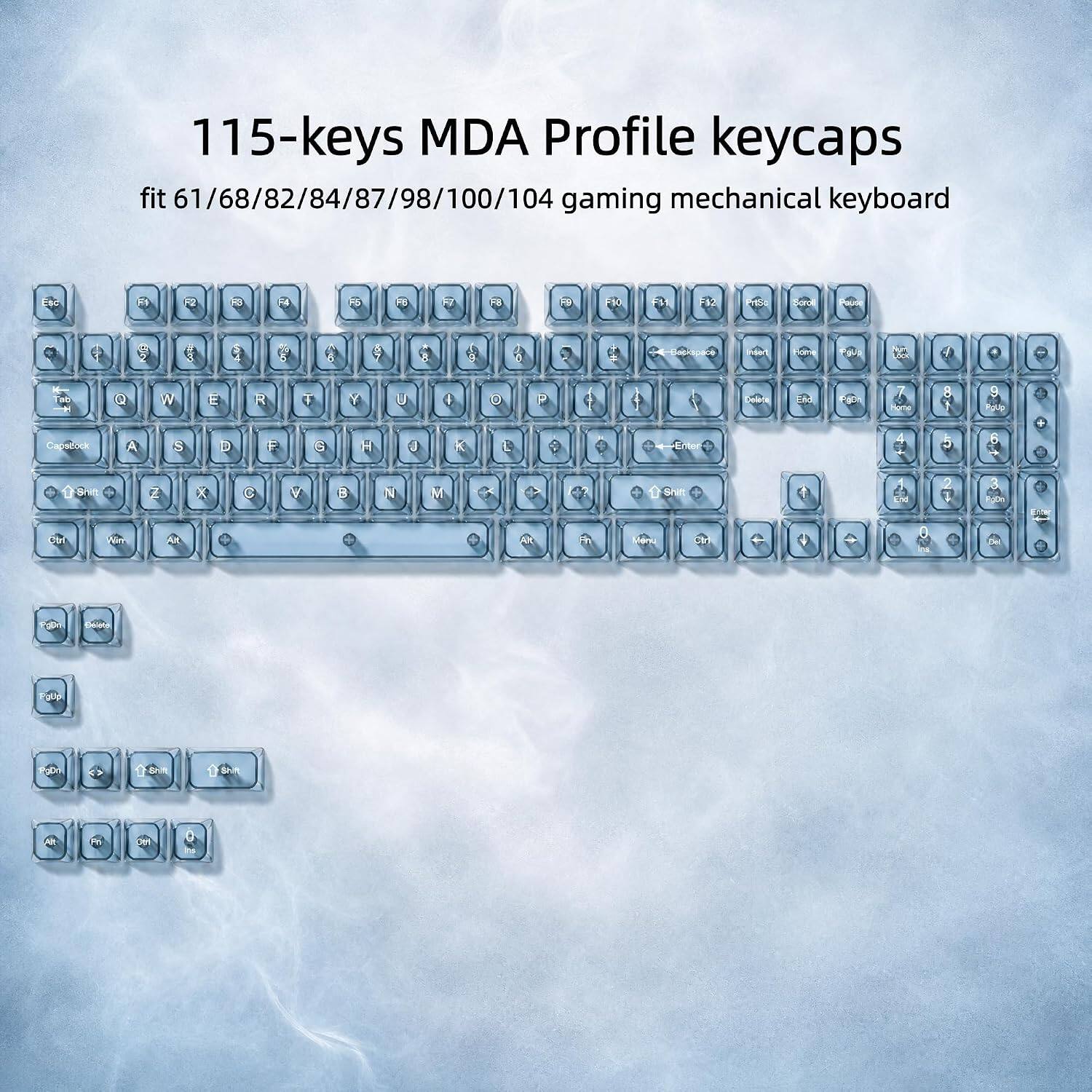115-keys MDA Profile keycaps fit 61/68/82/84/87/98/100/104 gaming mechanical keyboard