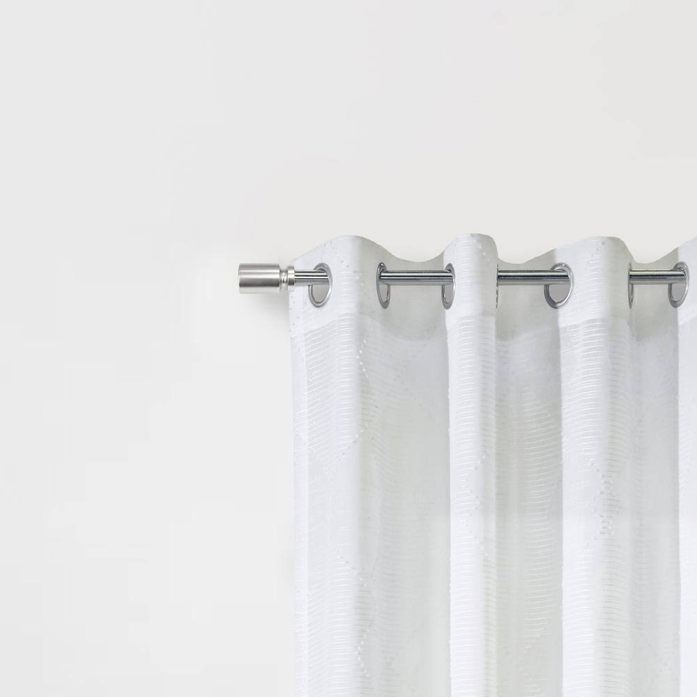 Left. Commonwealth Home Fashions - Habitat Diamante Sheer Grommet Exclusive Embroidered Diamond Pattern Curtain Panel 52" x 95" White - White.