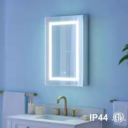 WELLFOR - 20 in. W x 30 in. H Rectangular Aluminum Recessed or Surface Mount Medicine Cabinet with Mirror and Lighted - Silver