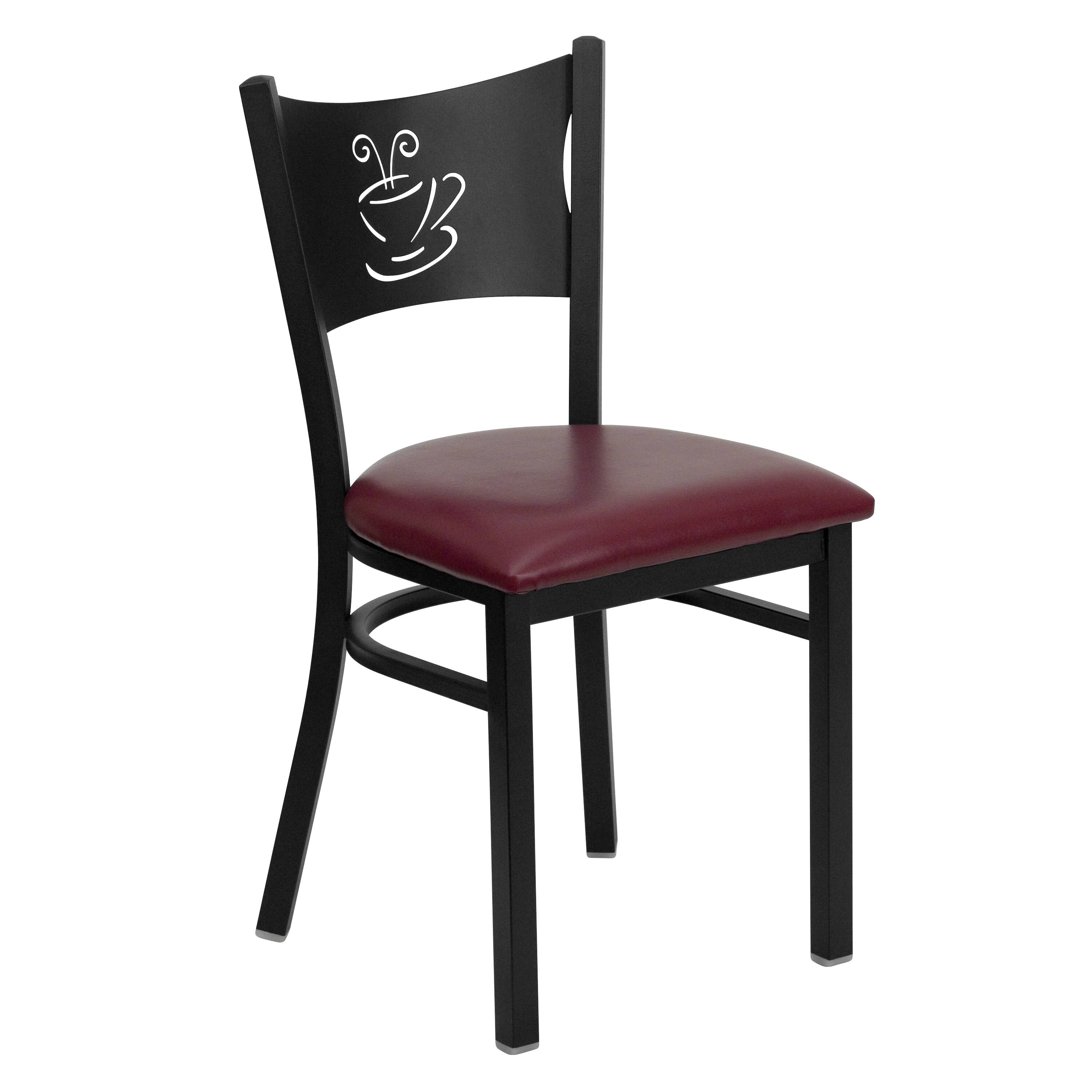 Burgundy Vinyl Seat/Black Metal Frame