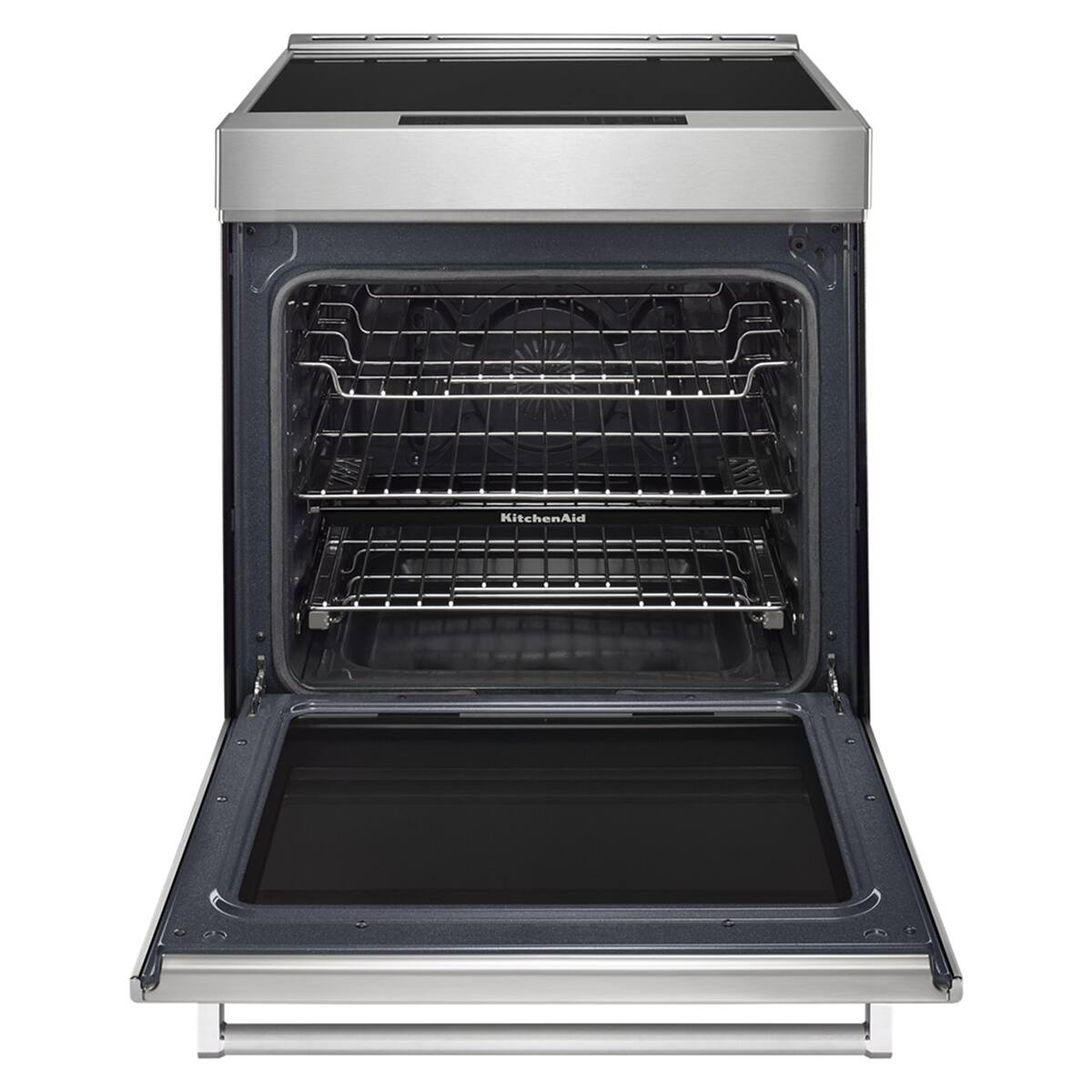 Angle. KitchenAid - 6.4 Cu. Ft. Slide-In Electric Induction Convection Range with Air Fry - Stainless Steel.