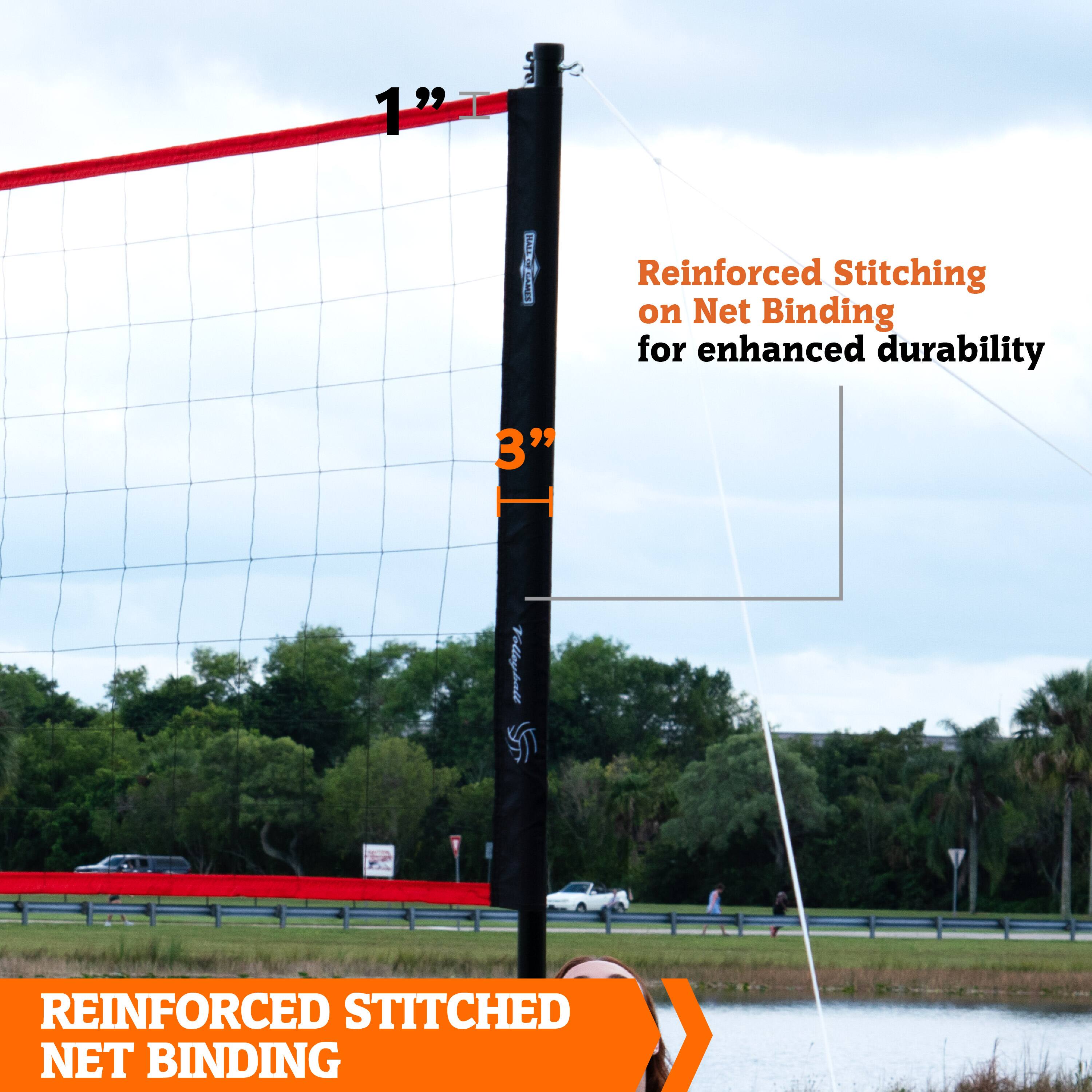 Reinforced Stitched Net Binding for enhanced durability.