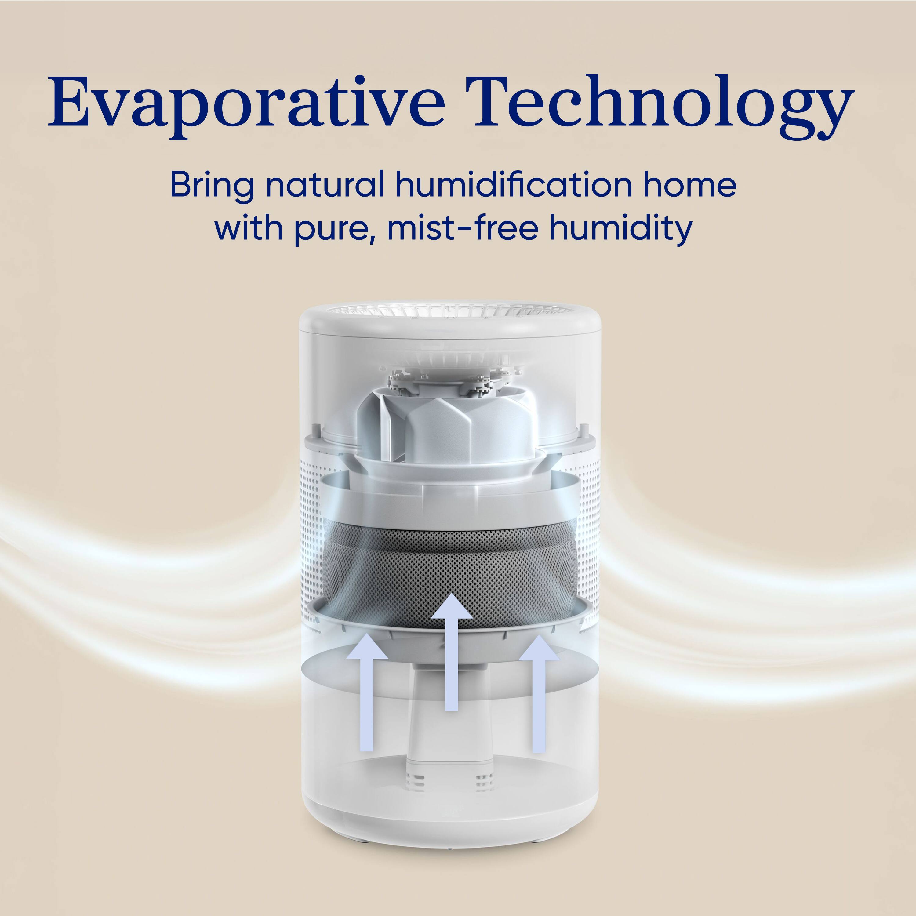 Evaporative Technology  
Bring natural humidification home with pure, mist-free humidity