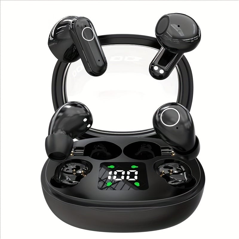 Furno Fusion - Black Wireless Bluetooth Earbuds, 2-Pair In-Ear Mini Headphones, Long Battery Life, HD Calling - White