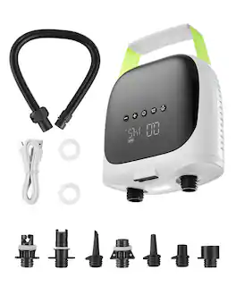 VEVOR - Paddle Board Pump, 20PSI High Pressure, Rechargeable Battery-Powered, Dual Stage Electric SUP Air Pump - Black and White