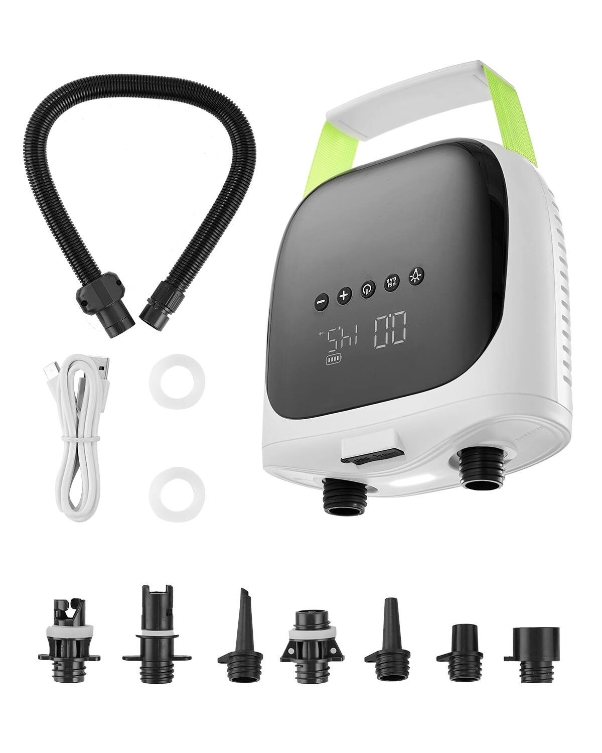 VEVOR - Paddle Board Pump, 20PSI High Pressure, Rechargeable Battery-Powered, Dual Stage Electric SUP Air Pump - Black and White