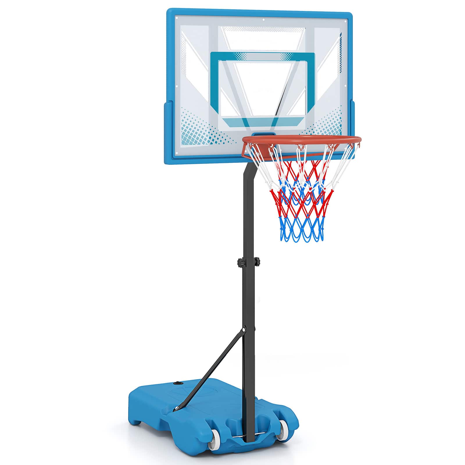 Costway - Pool Basketball Hoop with 3-Level Adjustable Height Weighted Base 2 Rolling Wheels - Blue + Black + White + Red price history on PriceWatchPro