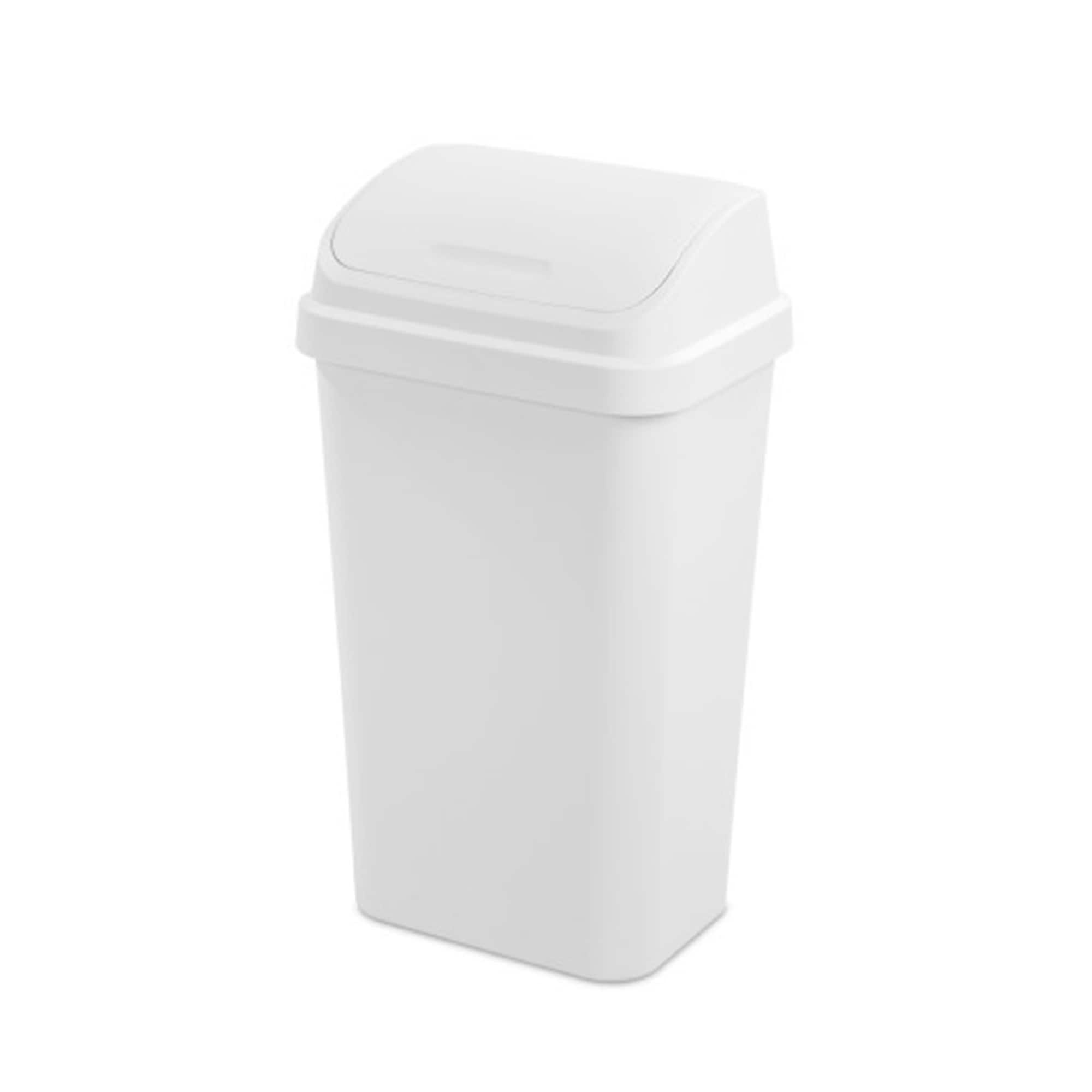 Sterilite - 13 Gal Swing Top Lidded Wastebasket Kitchen Trash Can, (8 Pack) - White