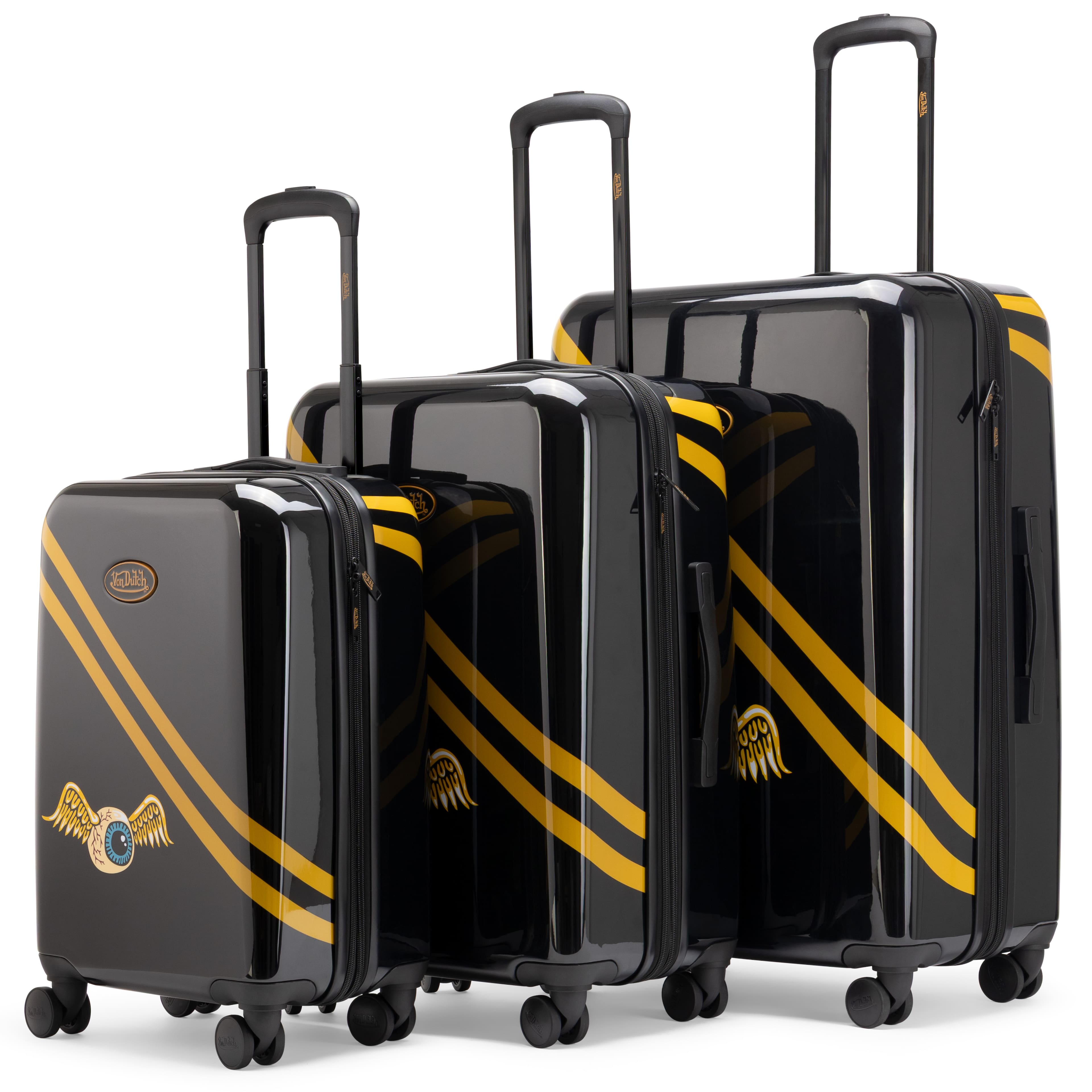Von Dutch 3 Piece Expandable Hardside Spinner Luggage Set Rolling