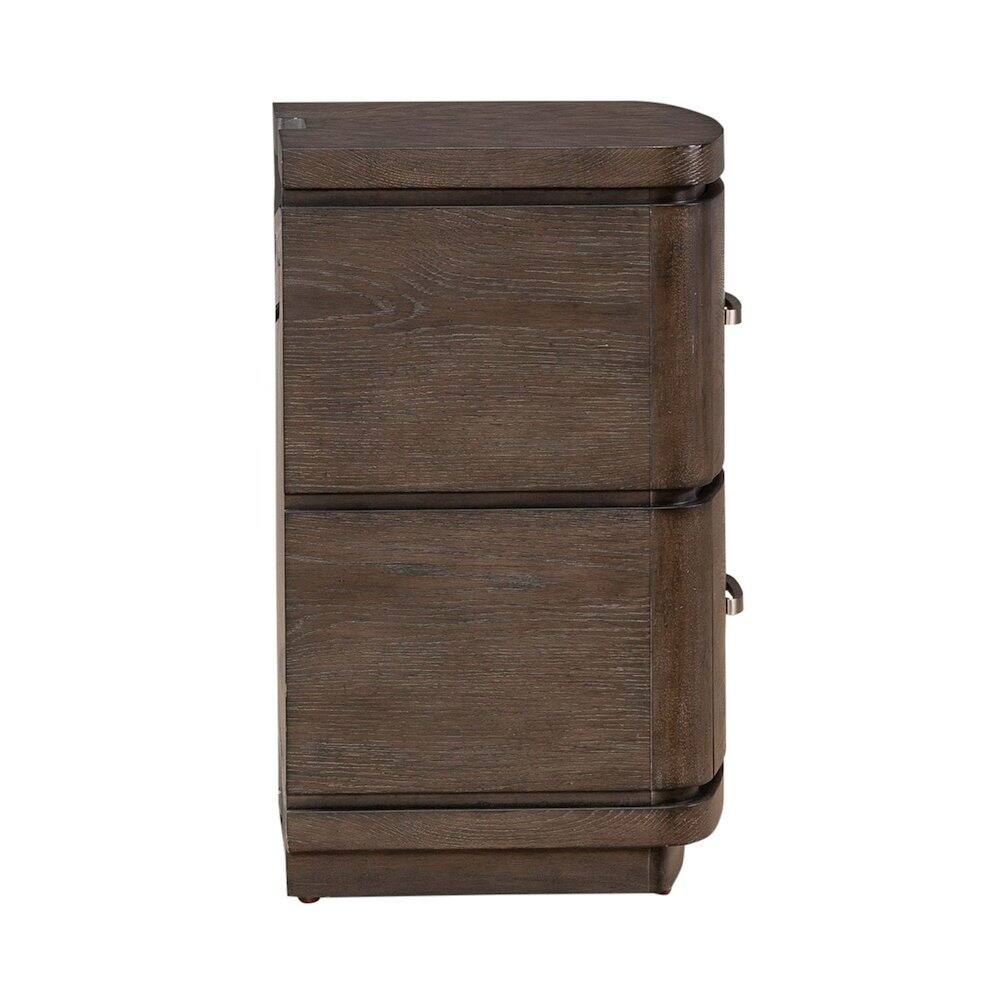 Left. Liberty Furniture Industries - Drawer Nightstand with Charging Station - A/C, USB, USB-C - Satin Espresso Oak - Satin Espresso.